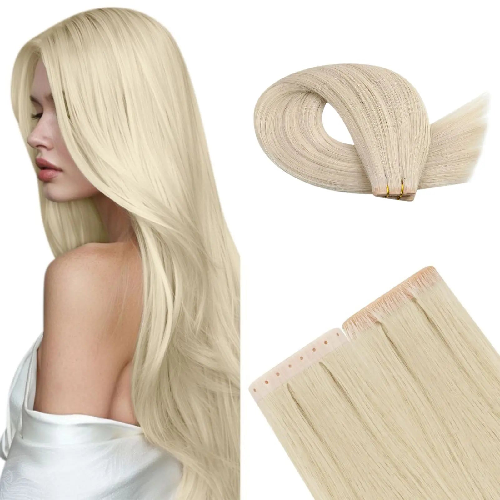 Youngsee pu hole flat weft bleach blonde