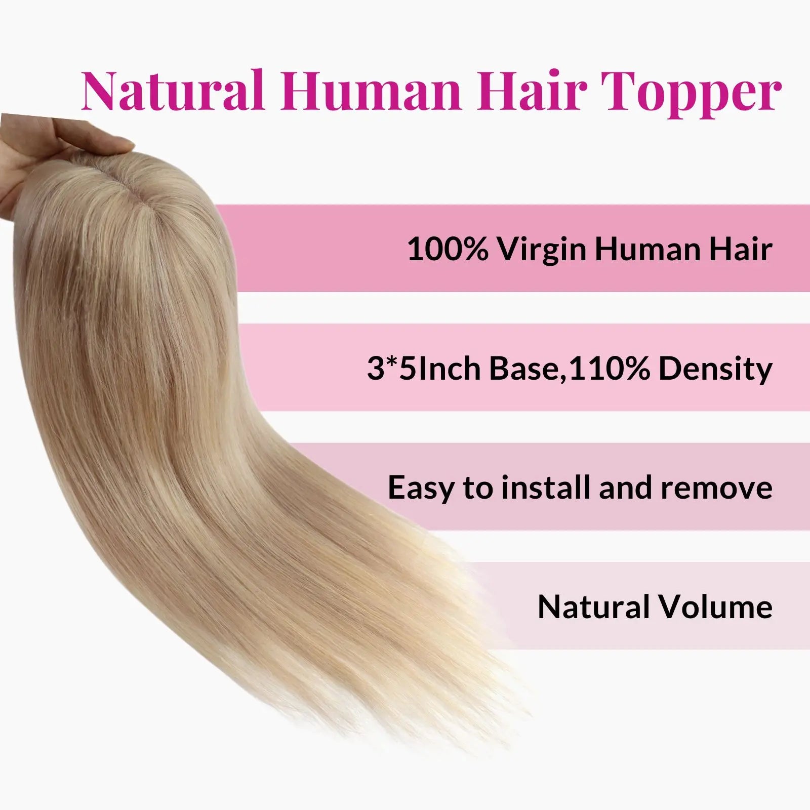 100% virgin human hair topper for thin hair