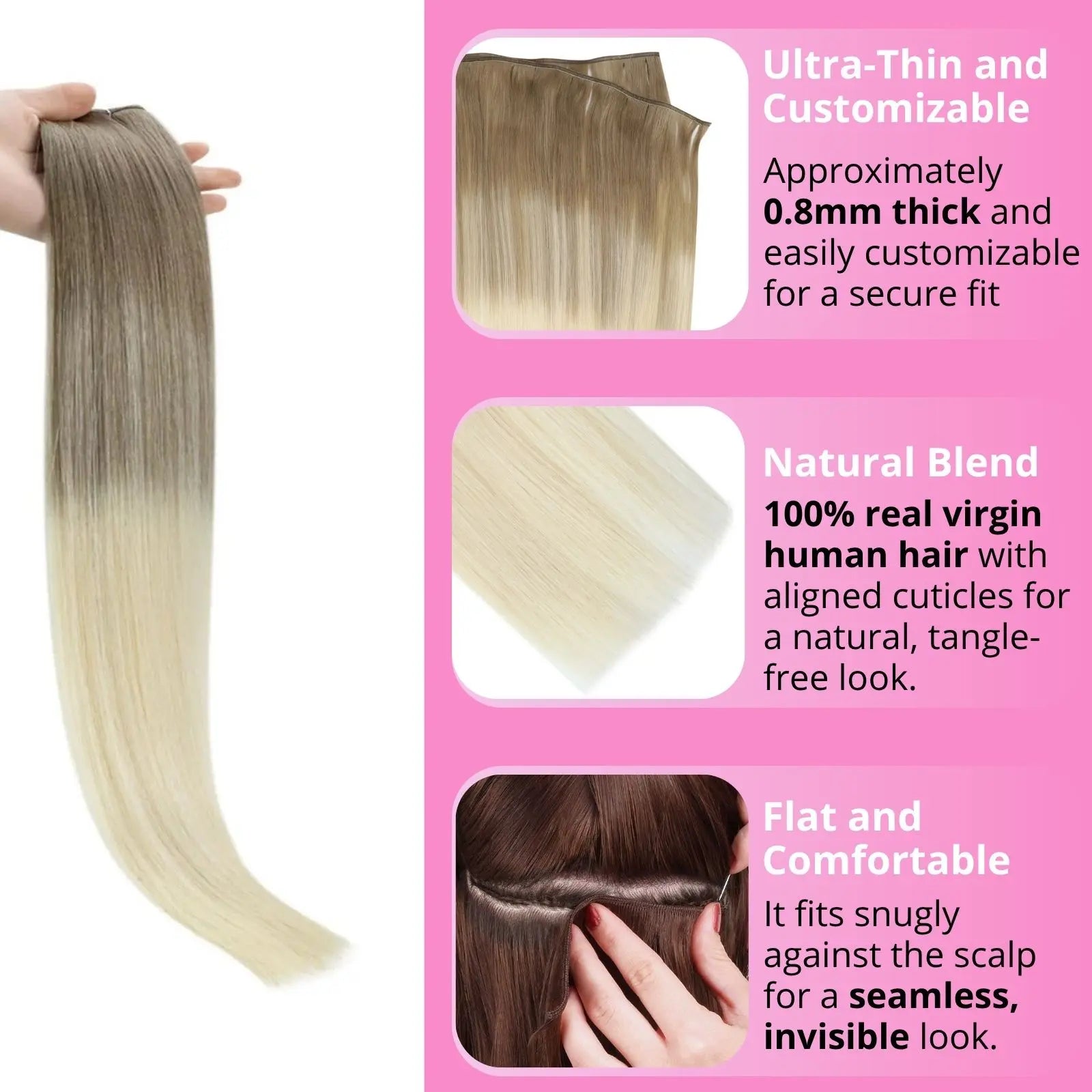 invisible hair wefts virgin human hair extensions