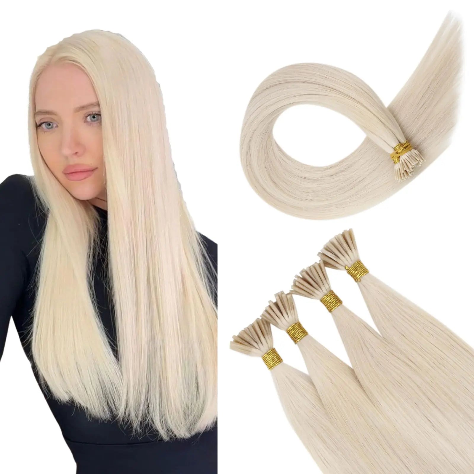 Virgin I Tip Hair Extensions Keratin Cold Fusion Extensions Platinum Blonde