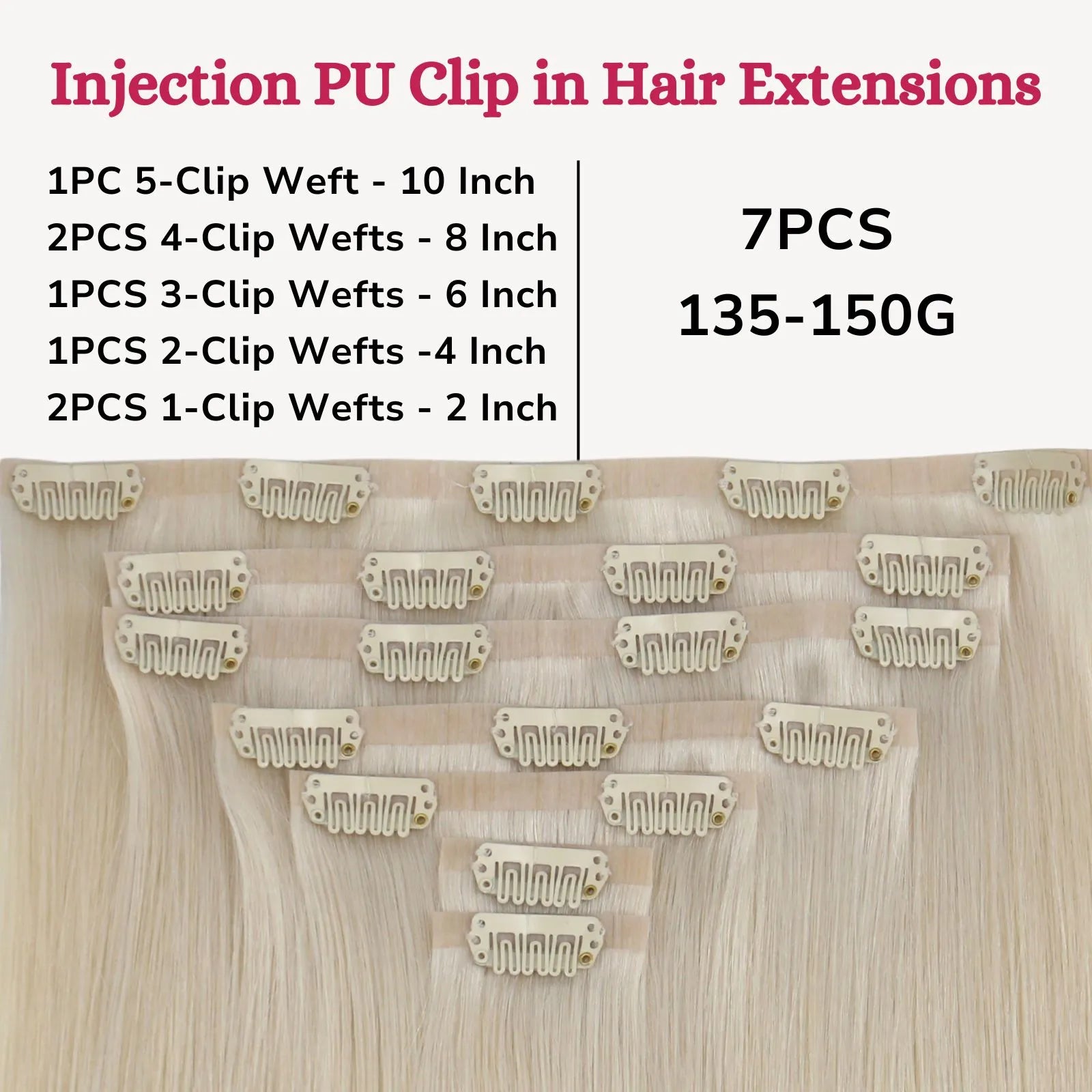 injection pu clip in hair extensions blonde hair