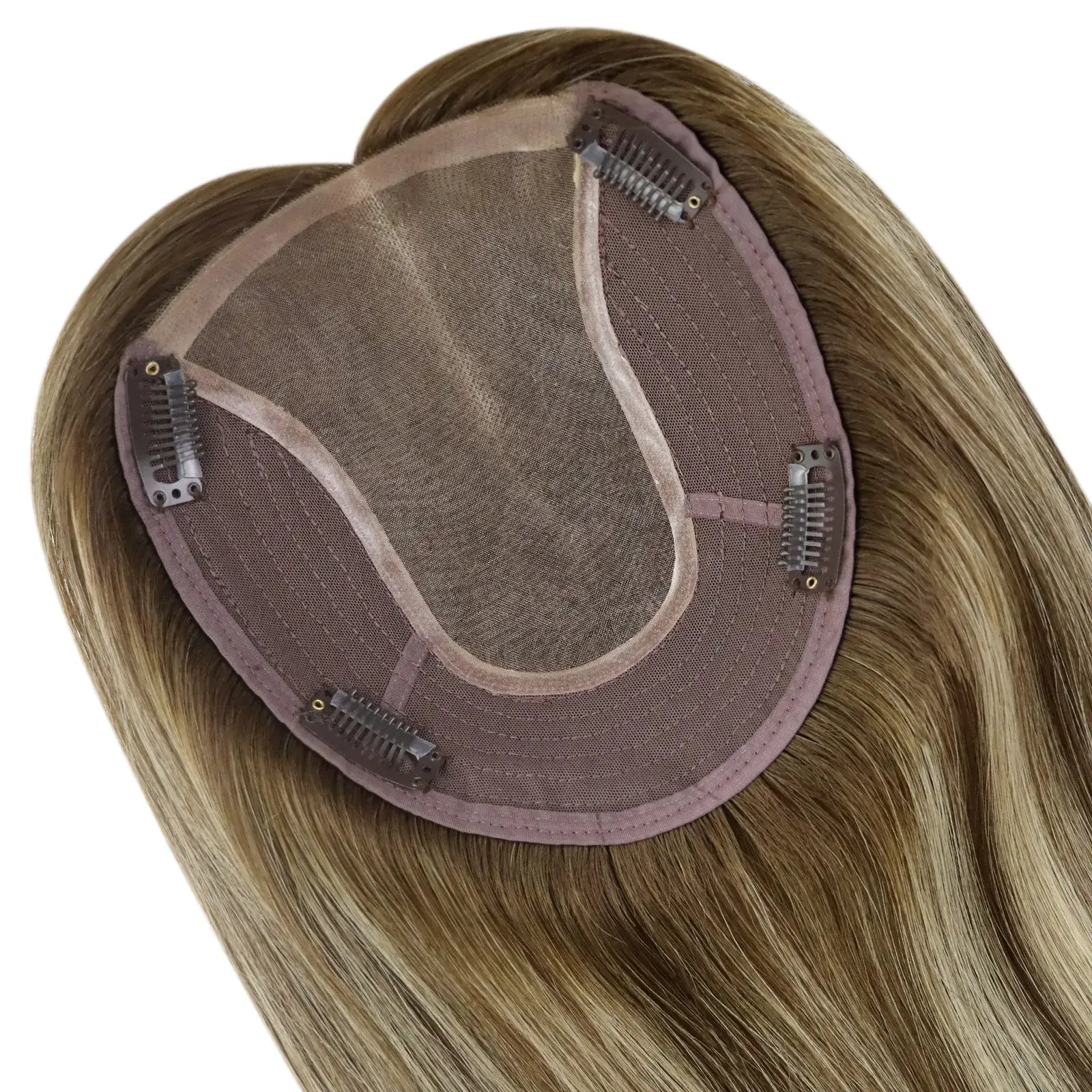 real_human_hair_topper_brown_with_blonde_for_women
