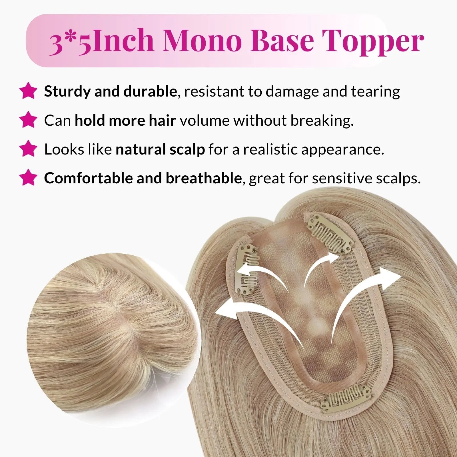 monobasehumanhairtopperhighlightedblondeforwomen