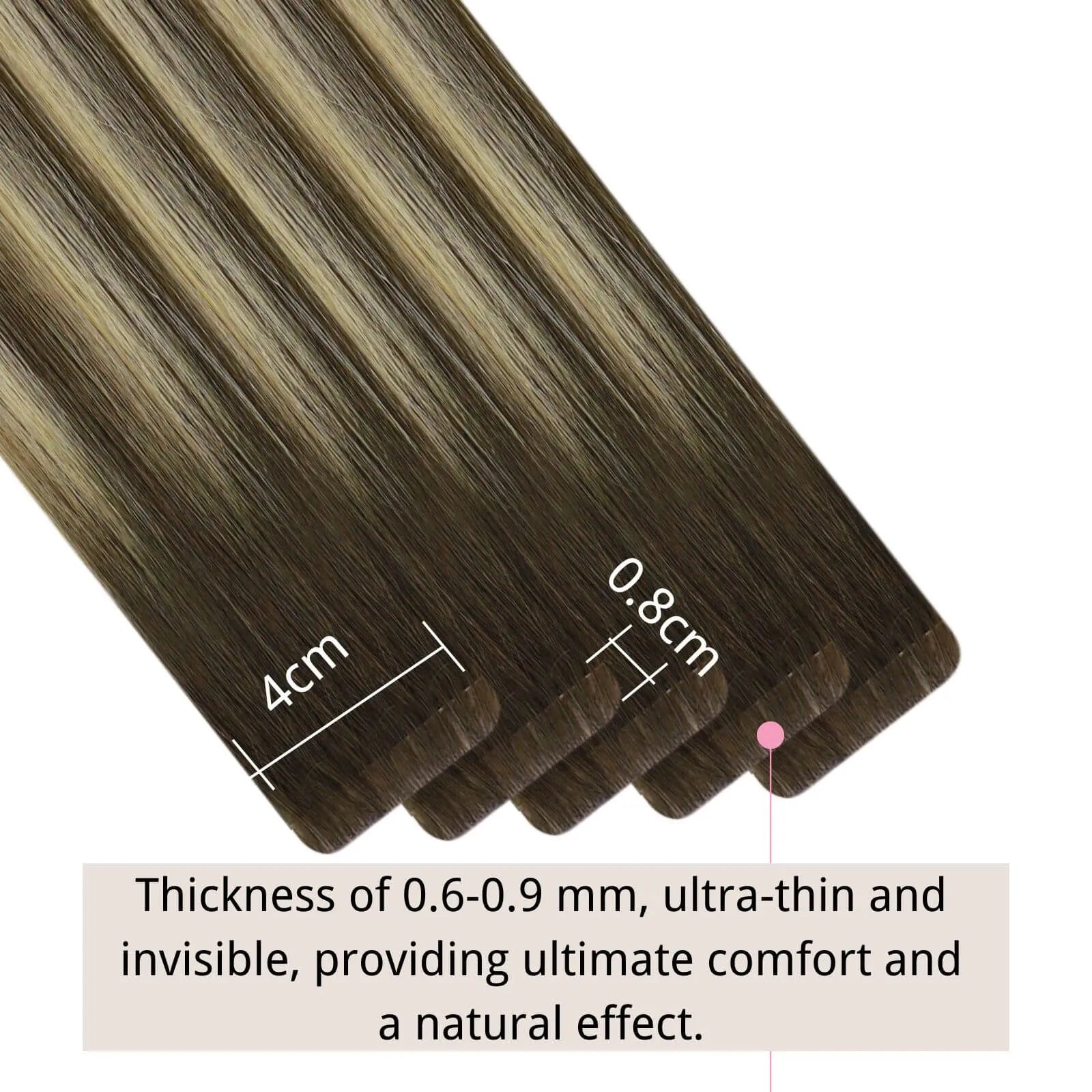 Invisible Hair Tape Virgin Injection Tape in Hair Extensions Balayage Brown