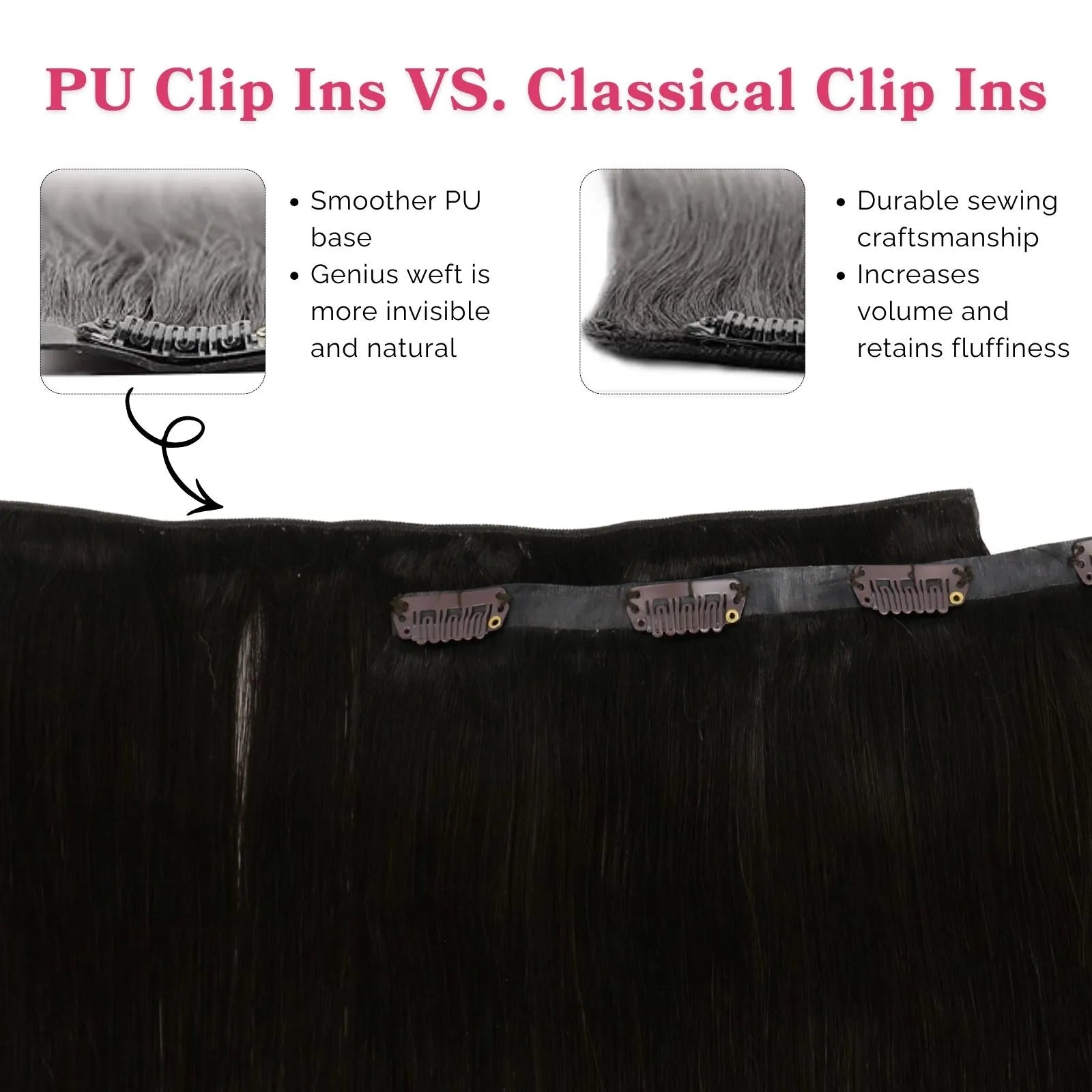 seamless pu genius clip in hair extensions