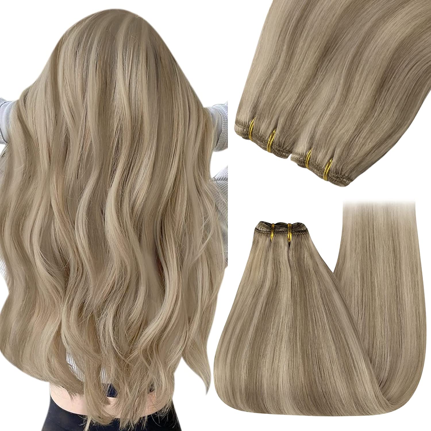 highlight blonde machine weft