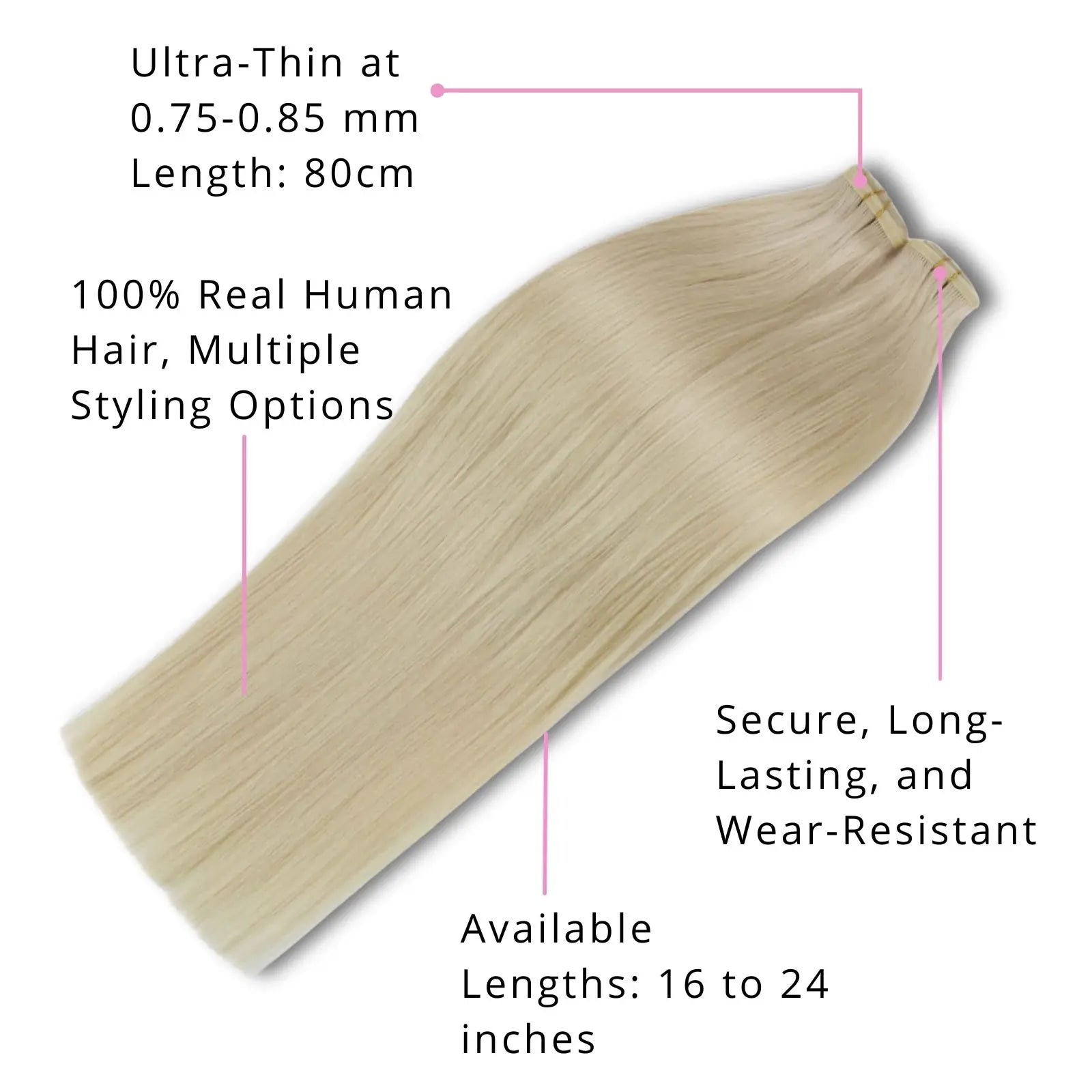 100% real human hair extensions invisible hair wefts