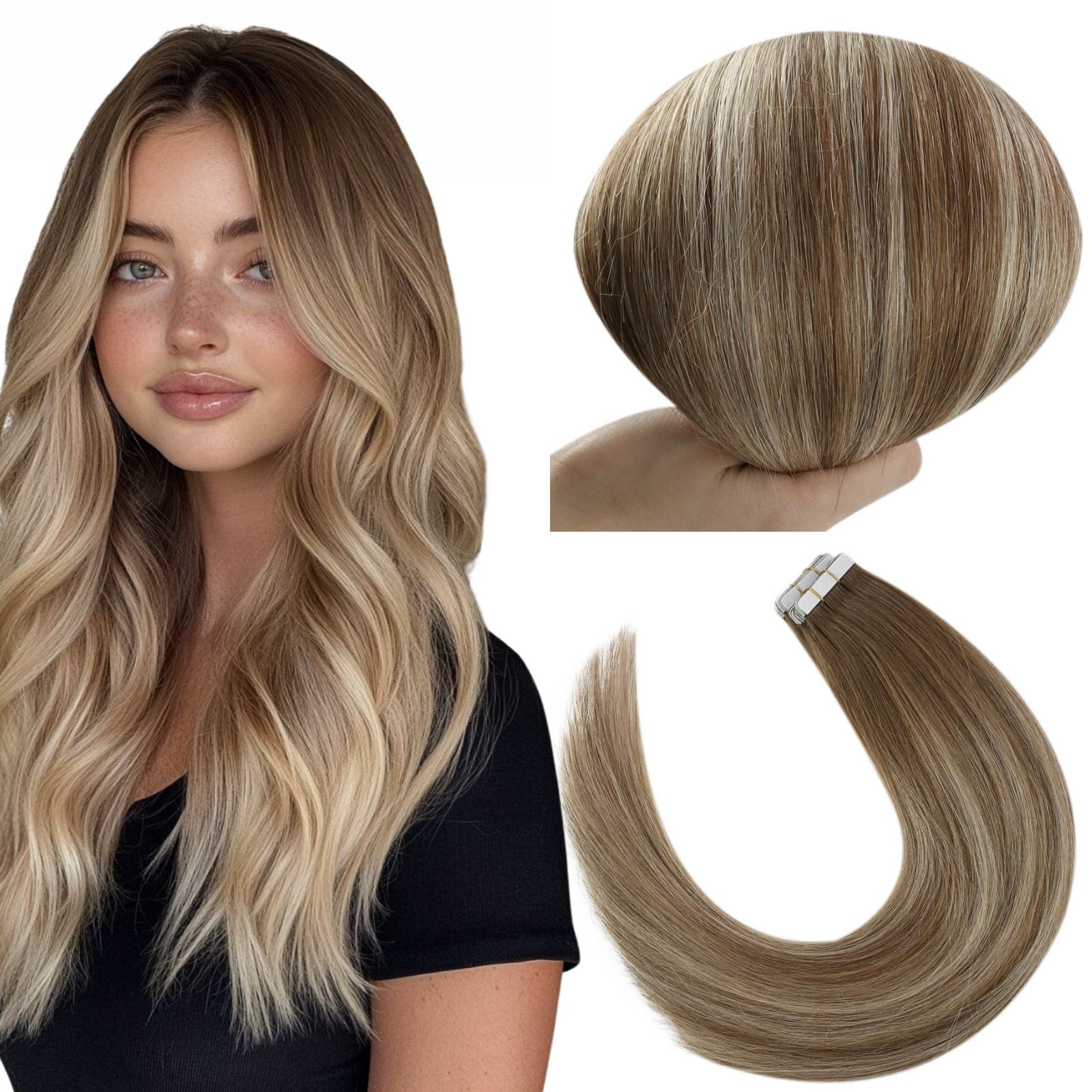 balayage blonde tape hair extensions