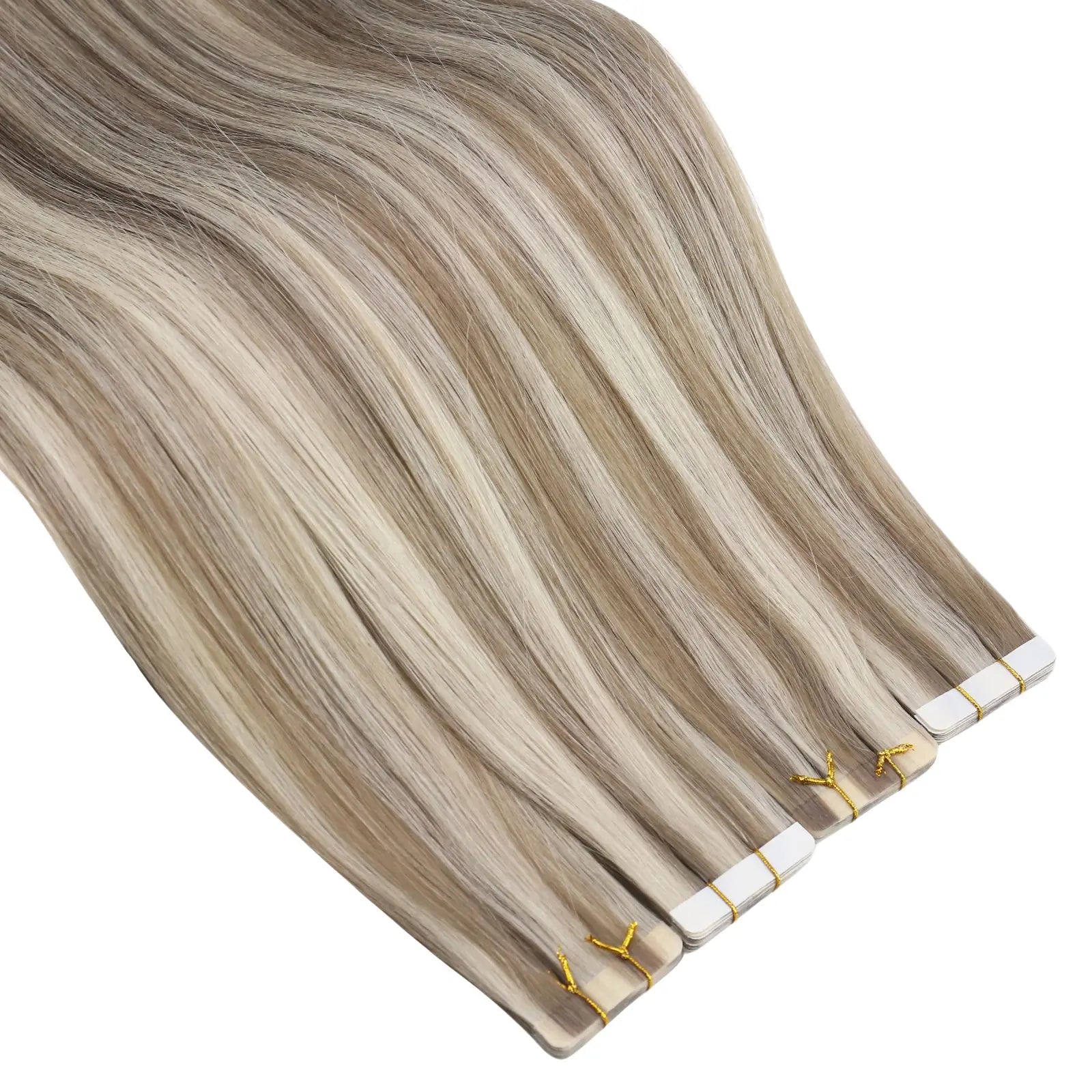 highlighted blonde tape hair extensions