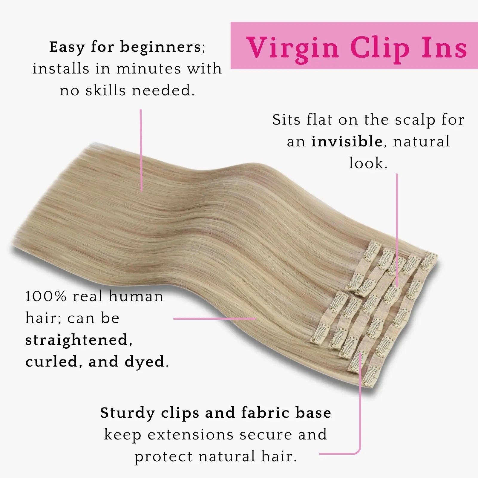 Soft Strawberry Highlighted Blonde clip in hair extensions