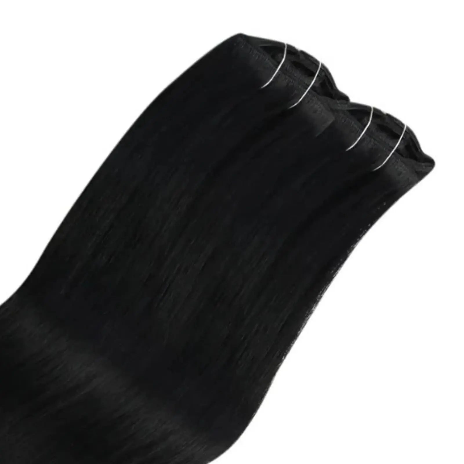 7Pcs Clip in Hair Extensions Virgin Human Hair Jet Black