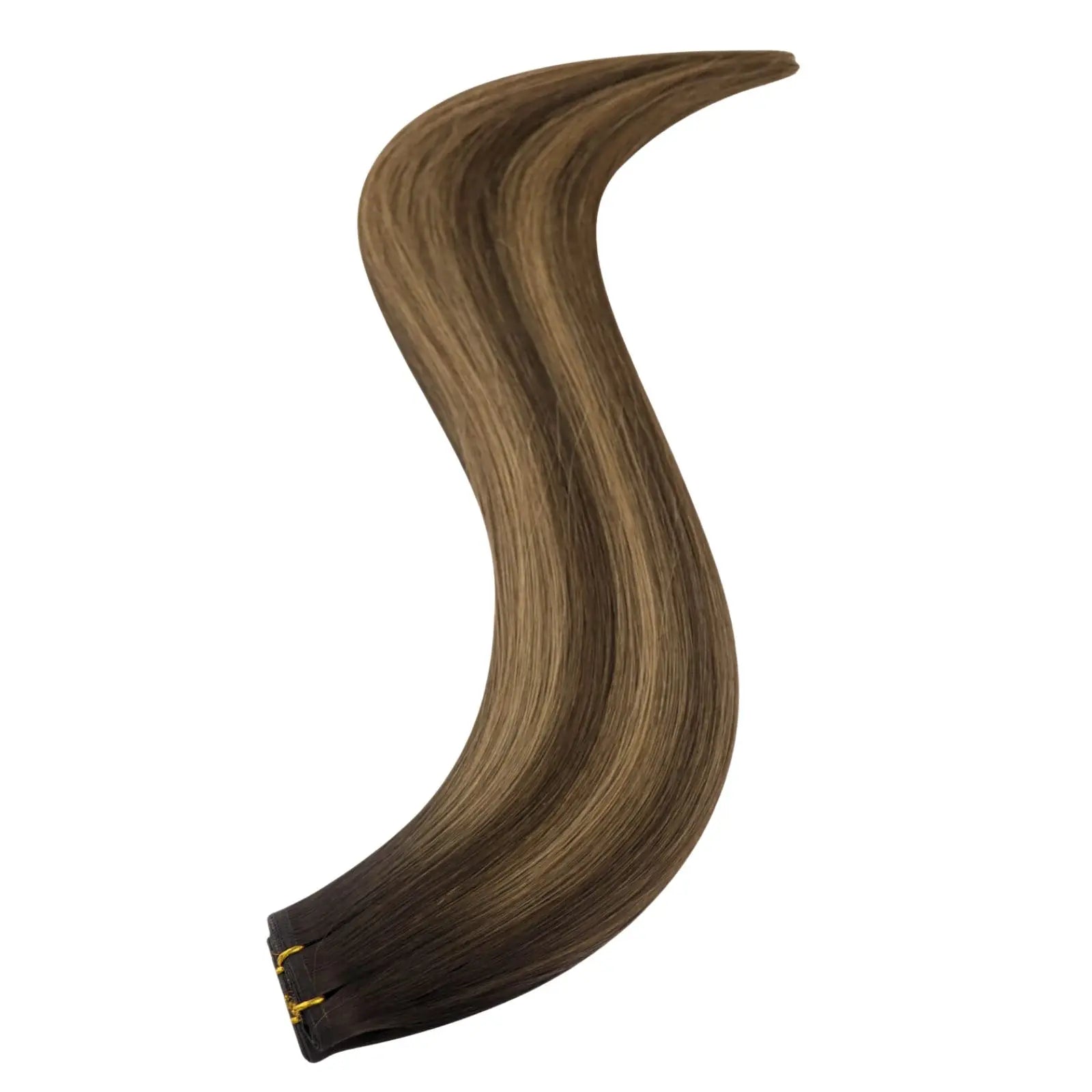 balayage brown virgin flat silk weft hair extensions