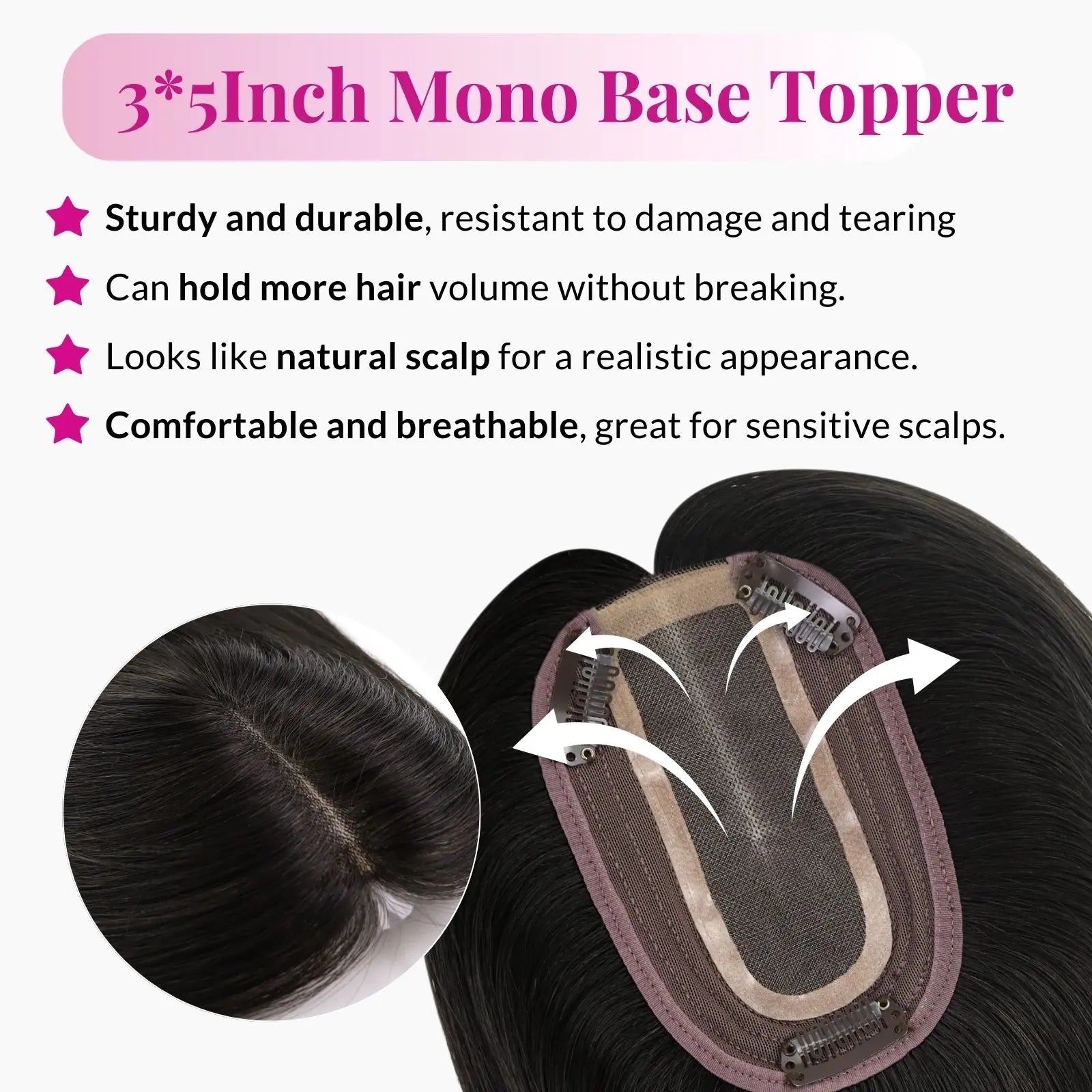 mono base human hair topper