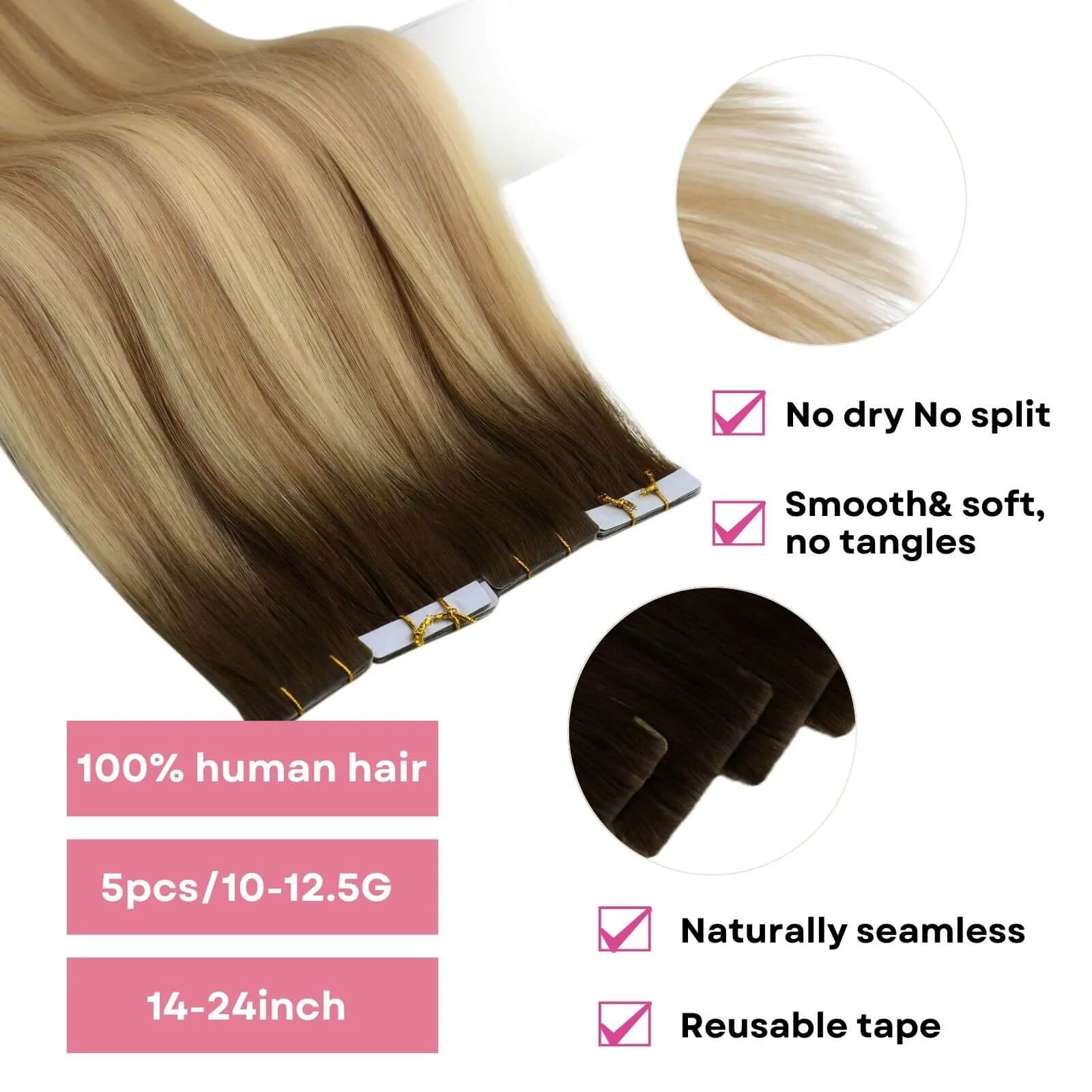 seamless tape in hair extensions virgin human hair brown with blonde best tape ins