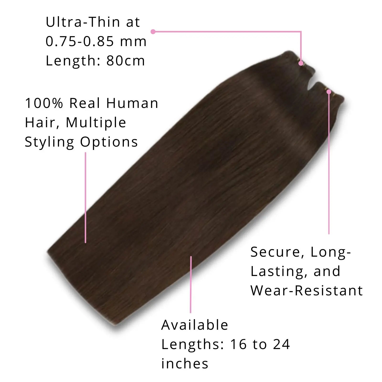 dark brown silk weft hair extensions