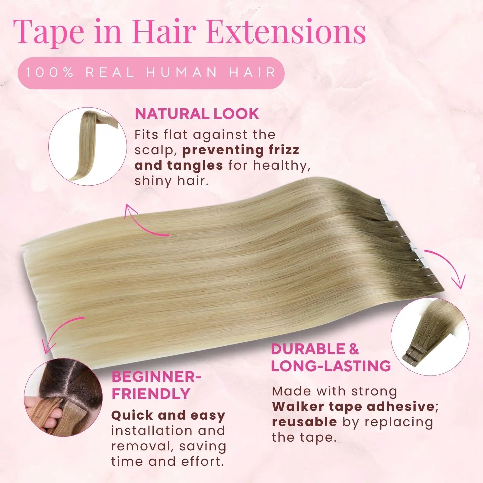 tape in hair extensions balayage brown with blonde