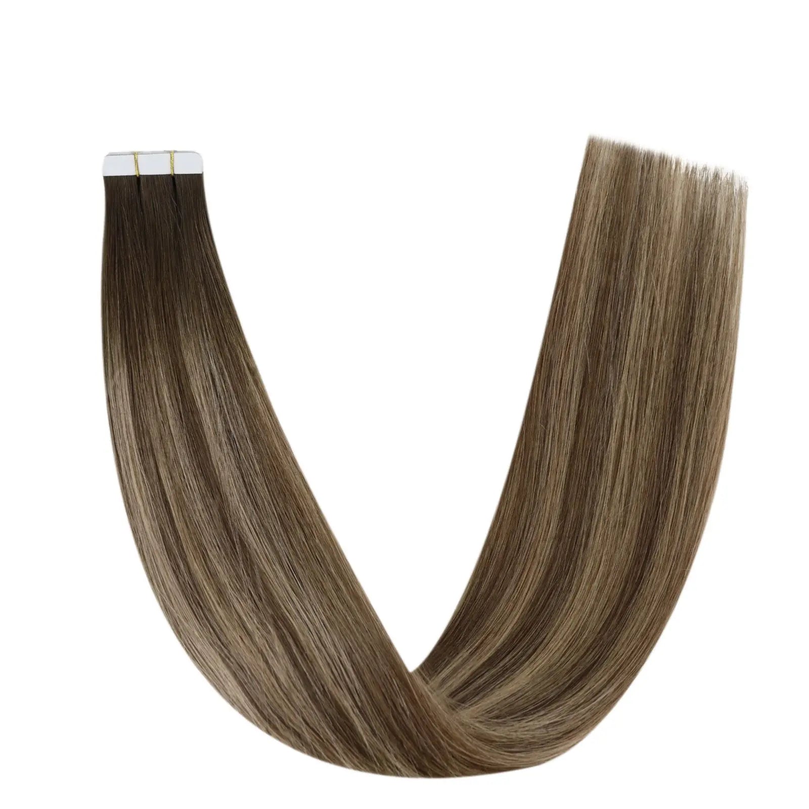 balayage dark brown virgin tape hair extensions