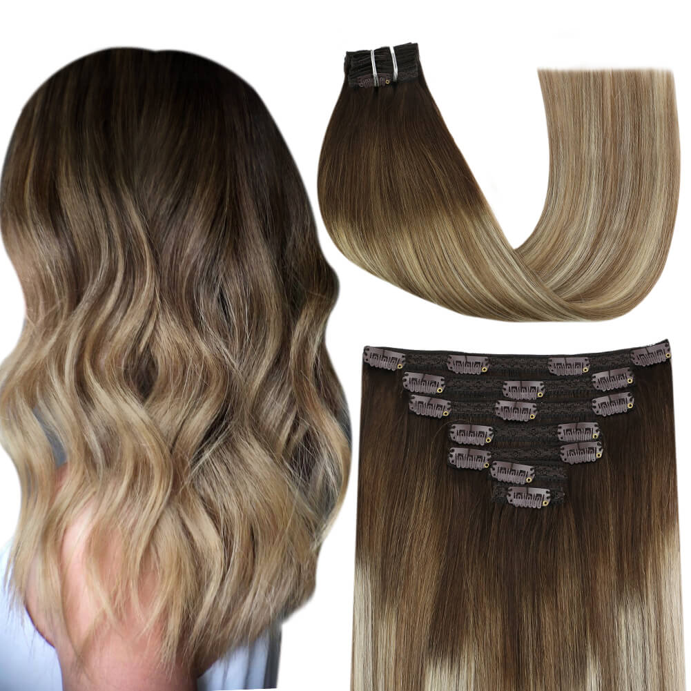 100% human hair extensions clip in
