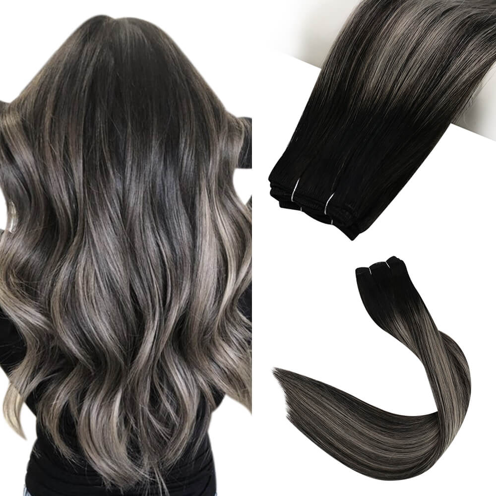 virgin machine weft balayage black with silver