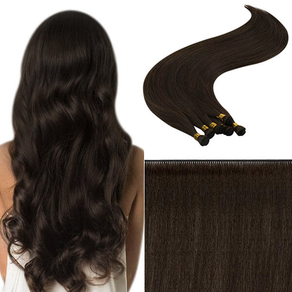 Darkest Brown hand tied hair extensions