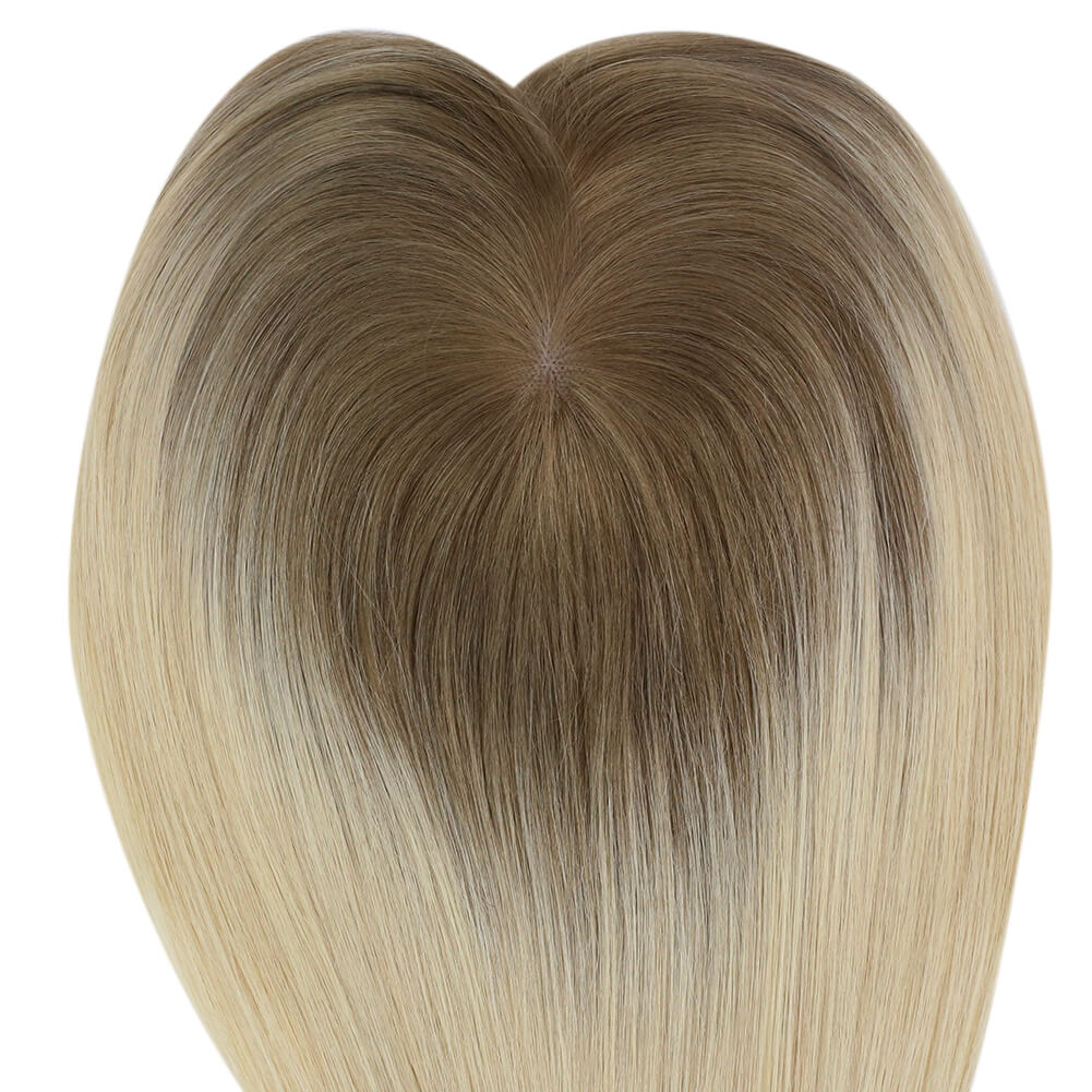 blonde human hair topper