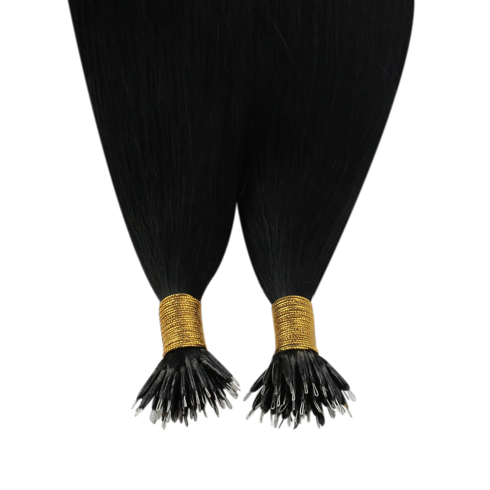 nano beaded hair extensions real human hair jet black straight