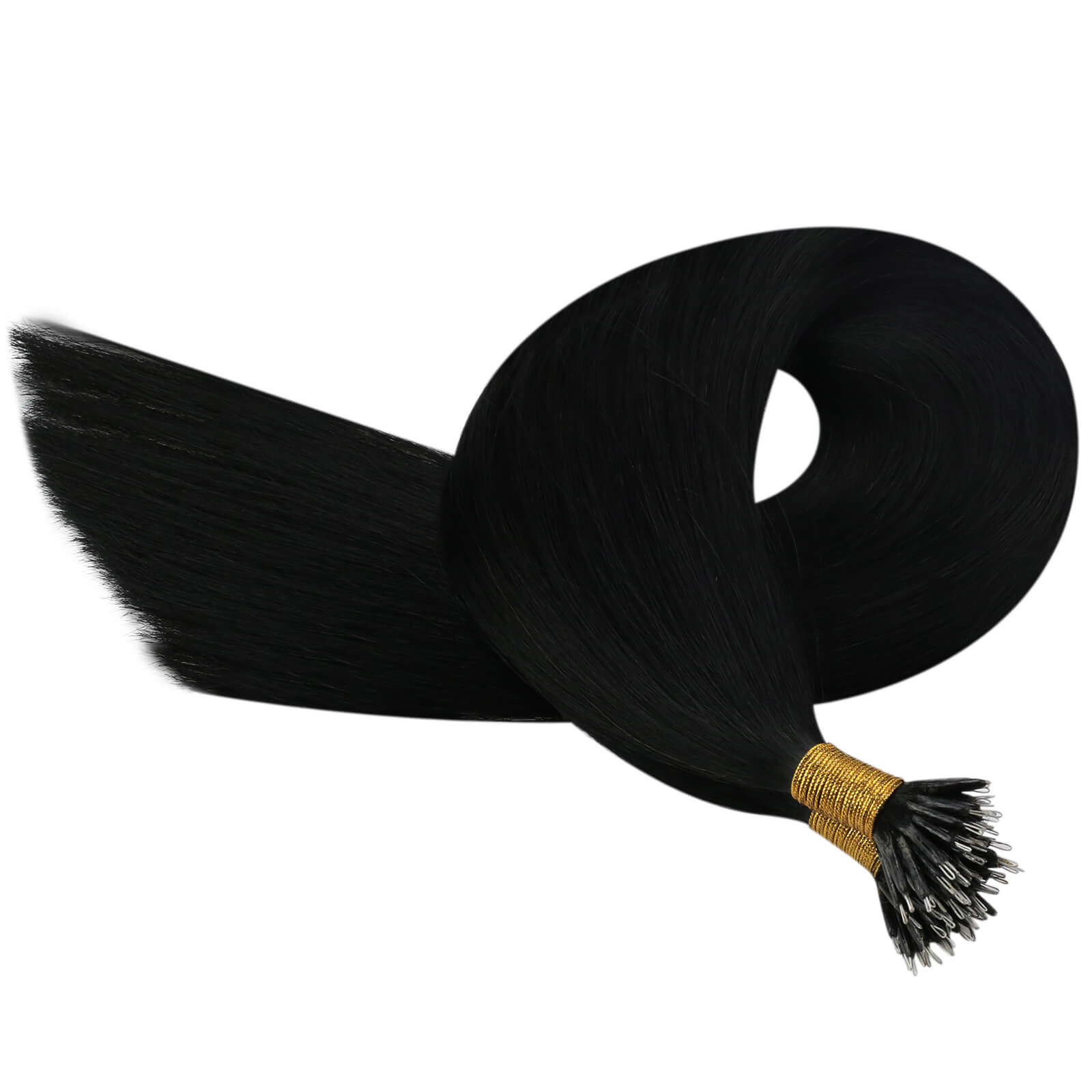 nano beads hair extensions jet black straight hair