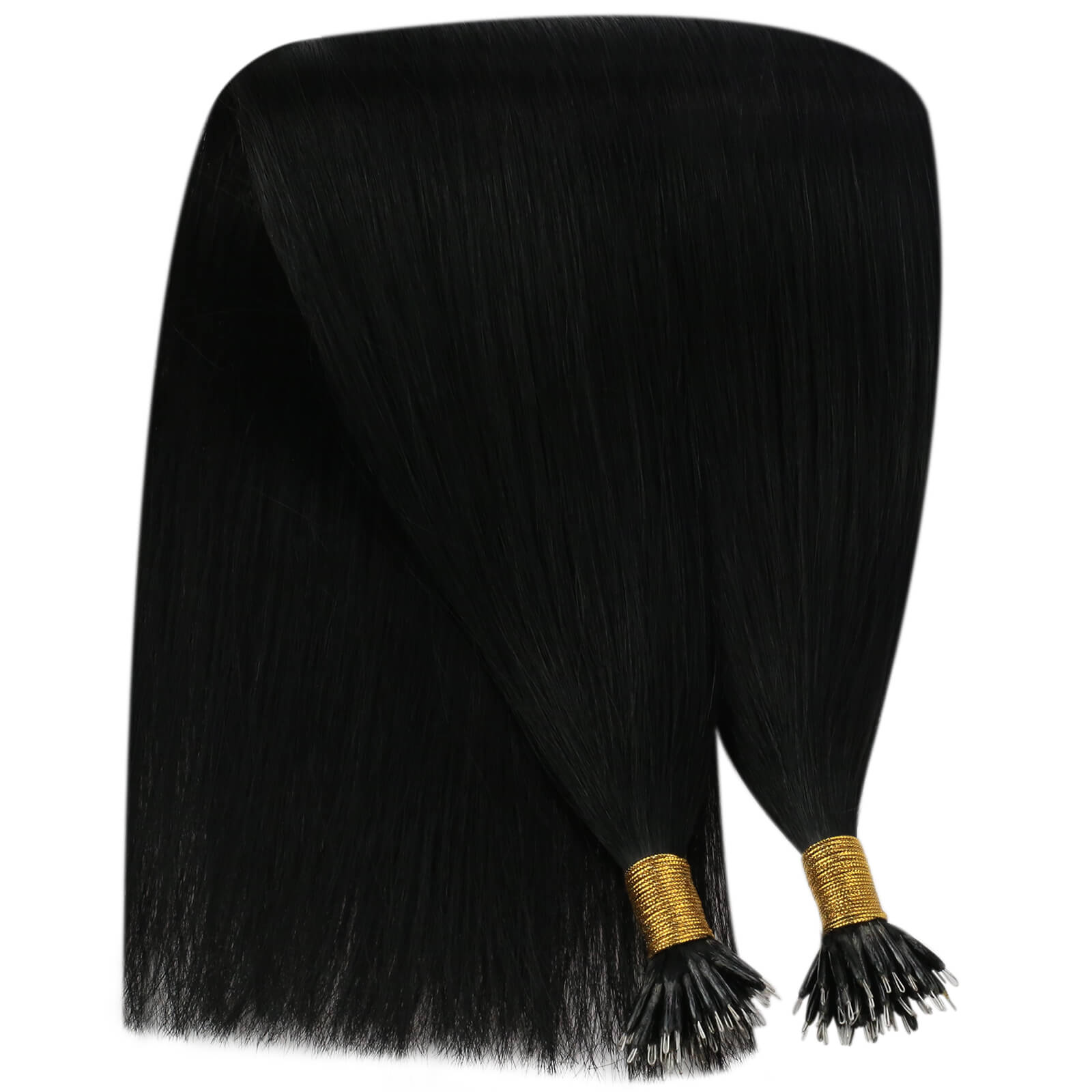 nano loop hair extensions real human hair jet black