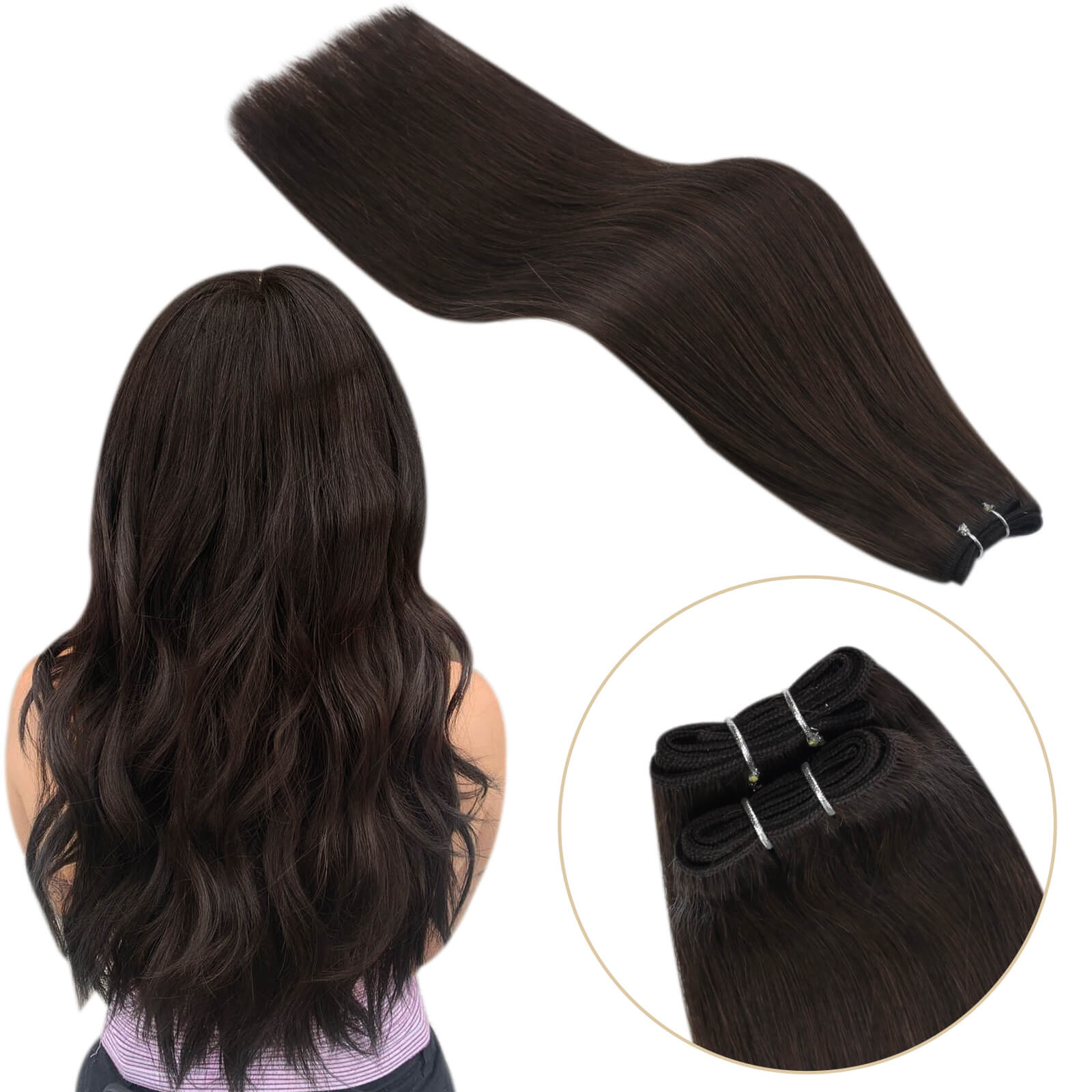 virgin sew in hair dark brown