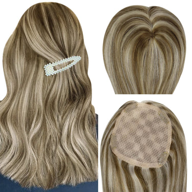 blonde topper hair with clips