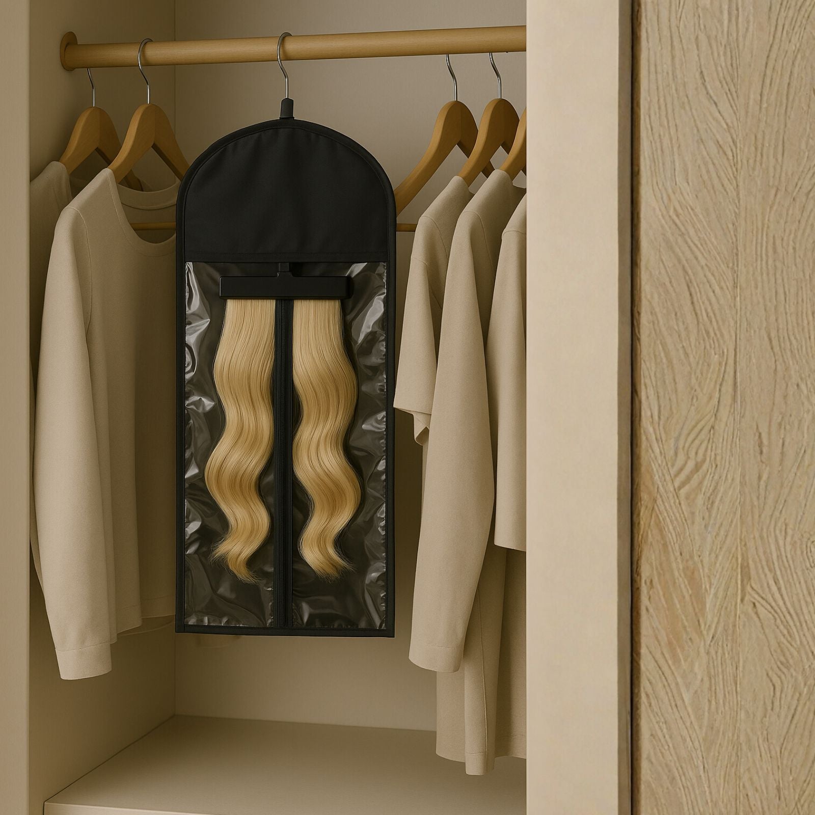  Hair Extensions Hanger with Storage Bag Hairpieces Storage Holder