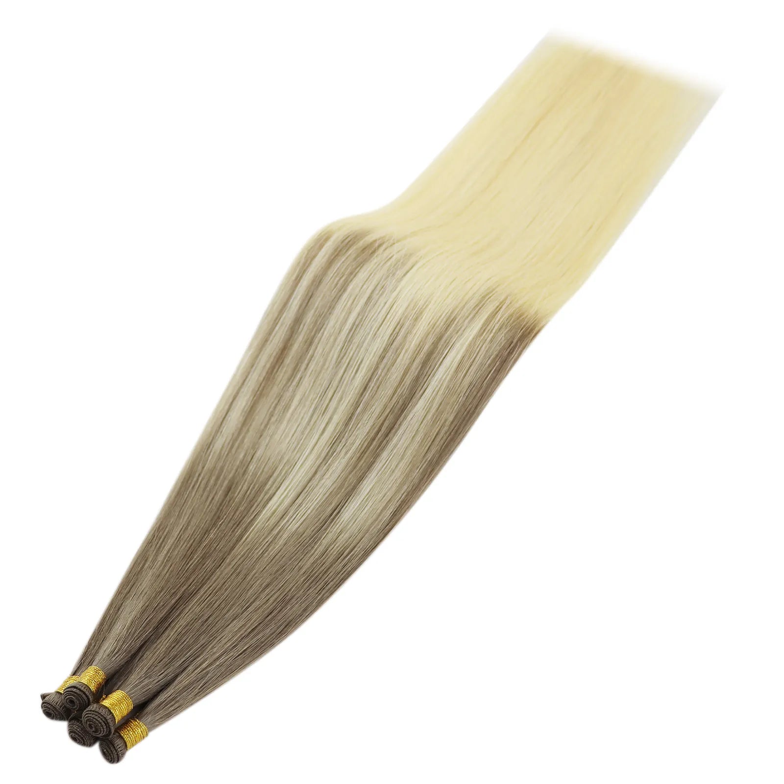 Hand-tied_Weft_Human_Hair_Extensions_No_Shedding_Balayage_Brown_To_Blonde