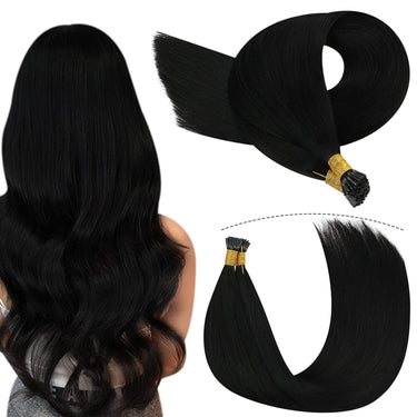 I Tip Remy Human Hair Extensions Jet Black #1