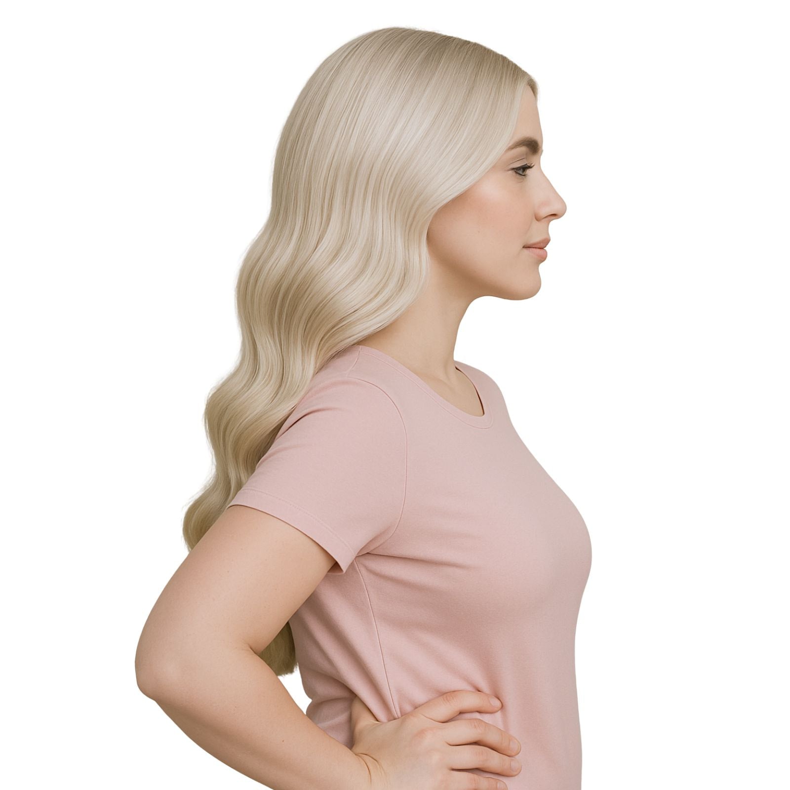 Injected PU Seamless Clip-On Hair 7Pcs Clip-Ins Highlight Blonde