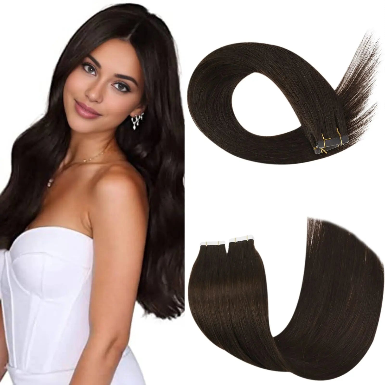 regular tape in hair extensions dark brown