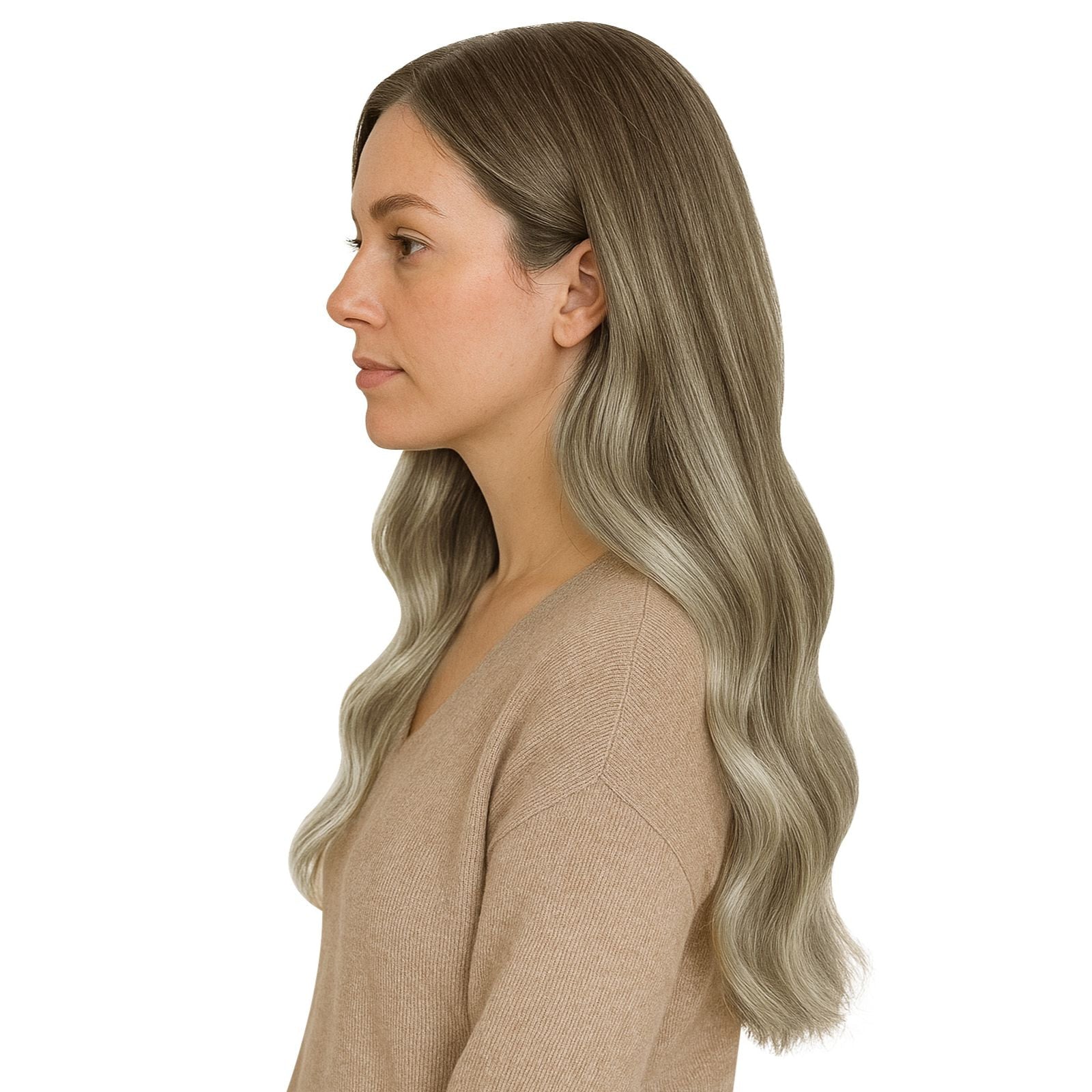 PU Genius Weft Clip in Remy Human Hair Balayage Blonde with Brown