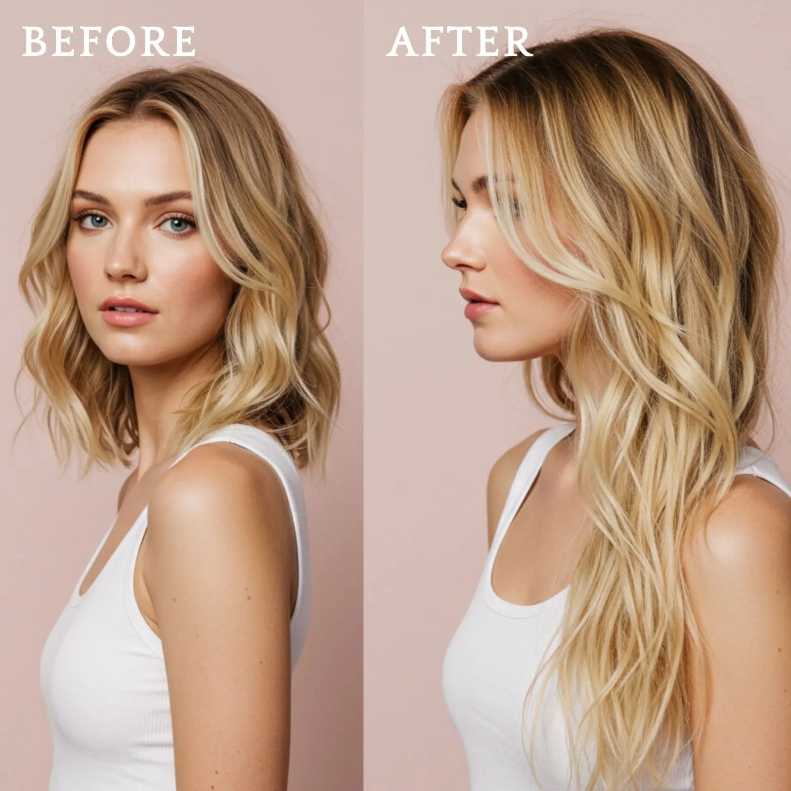 PU Hole Weft Butterfly Weft Hair Before and After,butterfly weft hair extensions,human hair extensions,blonde hair extensions