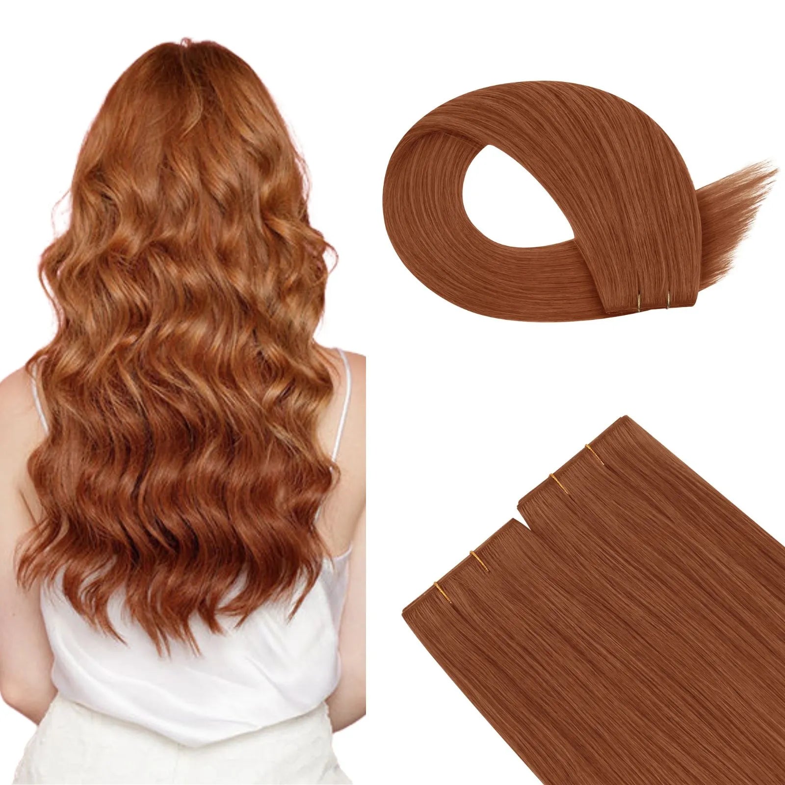 copper red butterfly weft hair extensions