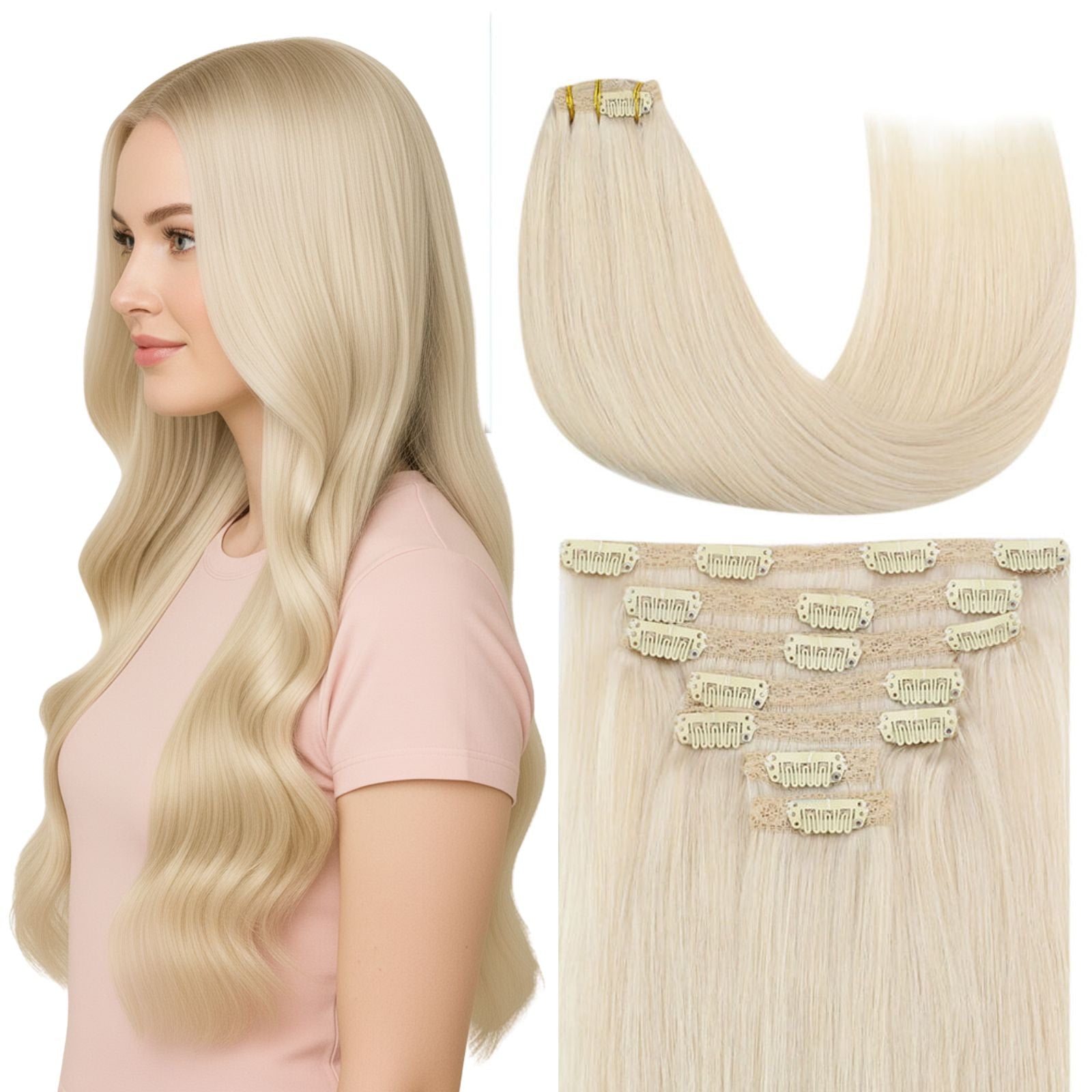 human hair clip in extensions