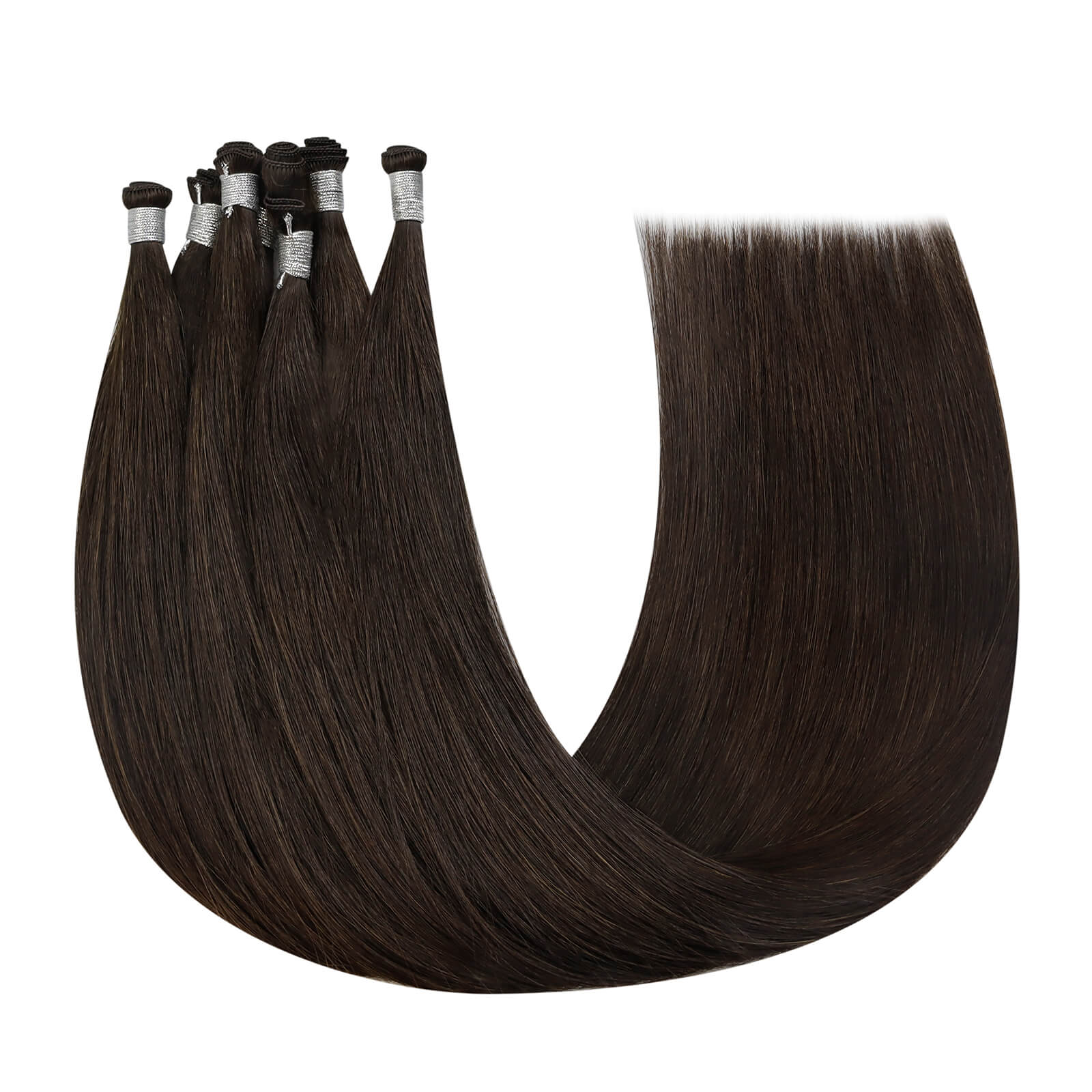 Hand-tied Virgin Hair Extensions Single Color Darkest Brown (#2) |Youngsee