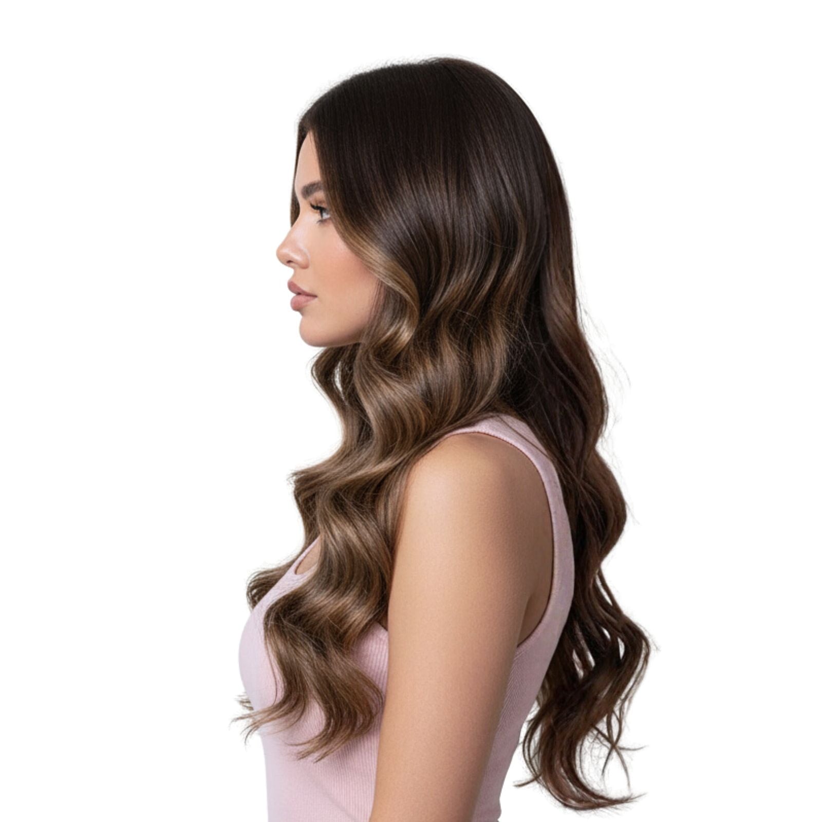 Seamless Injection PU Clip-In Extensions Remy Human Hair Balayage Dark Brown