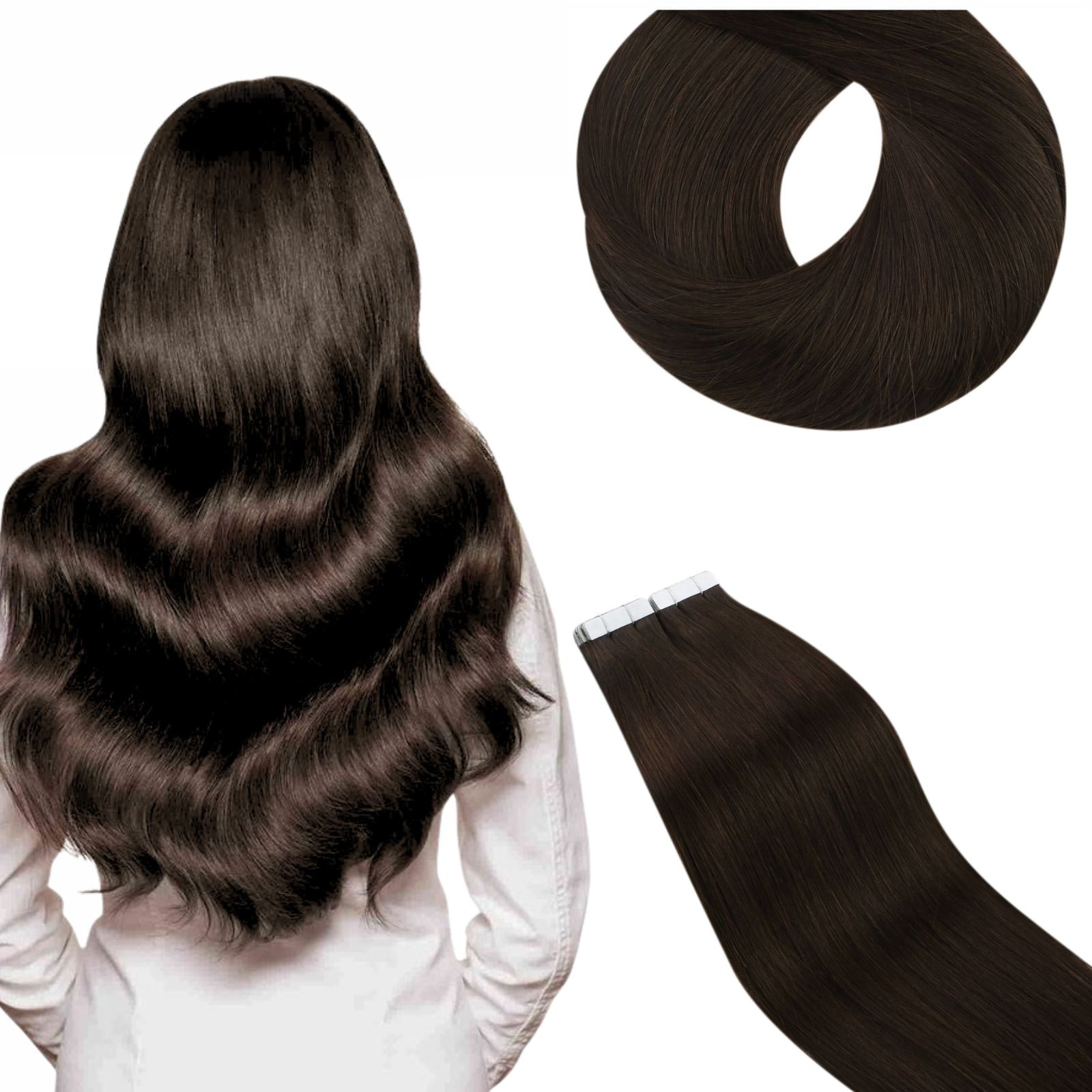 remy human hair extensions brown tape ins