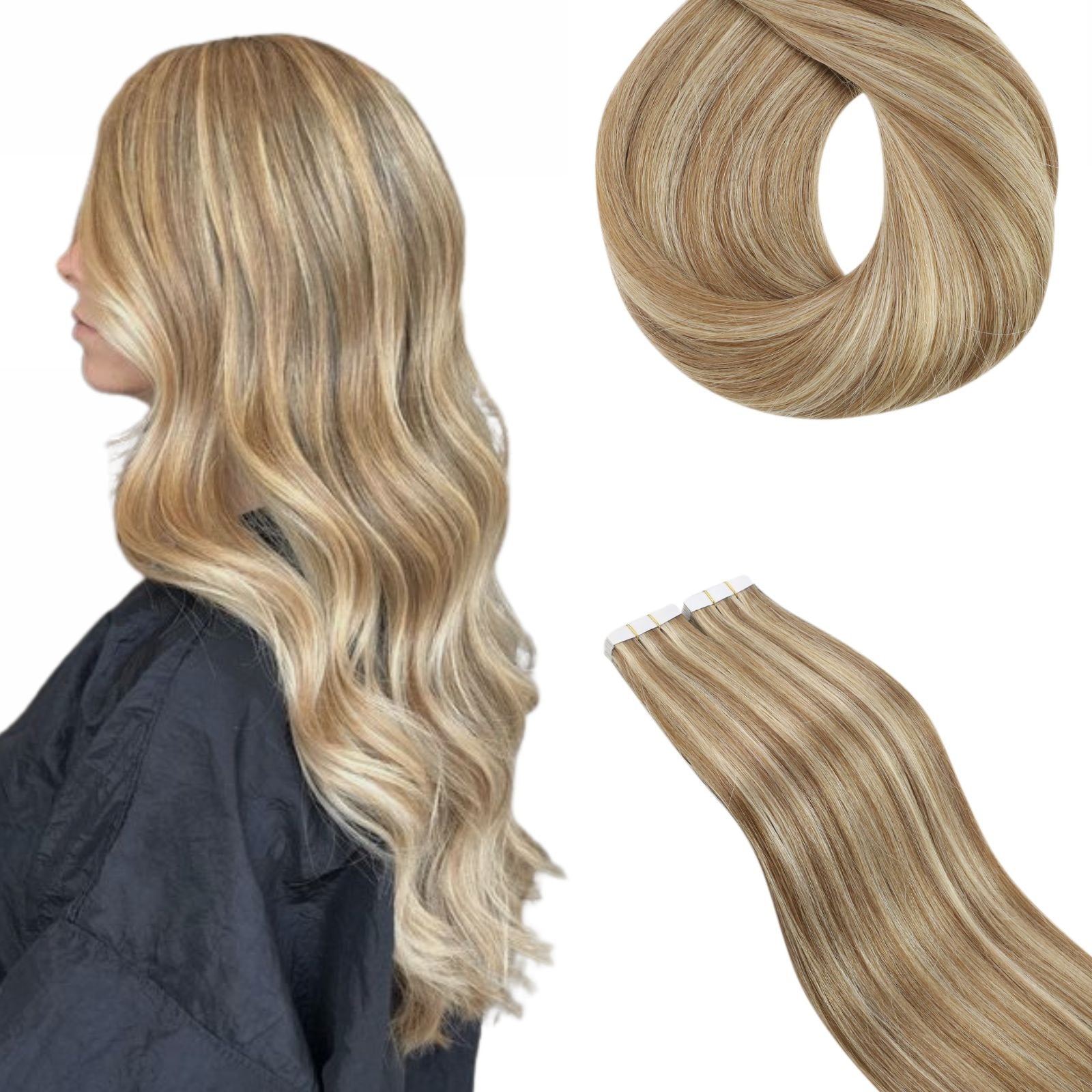 highlighted blonde remy tape ins