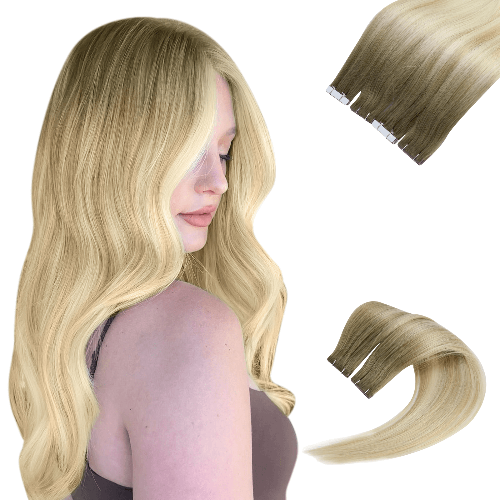 Virgin tape in hair extensions blonde
