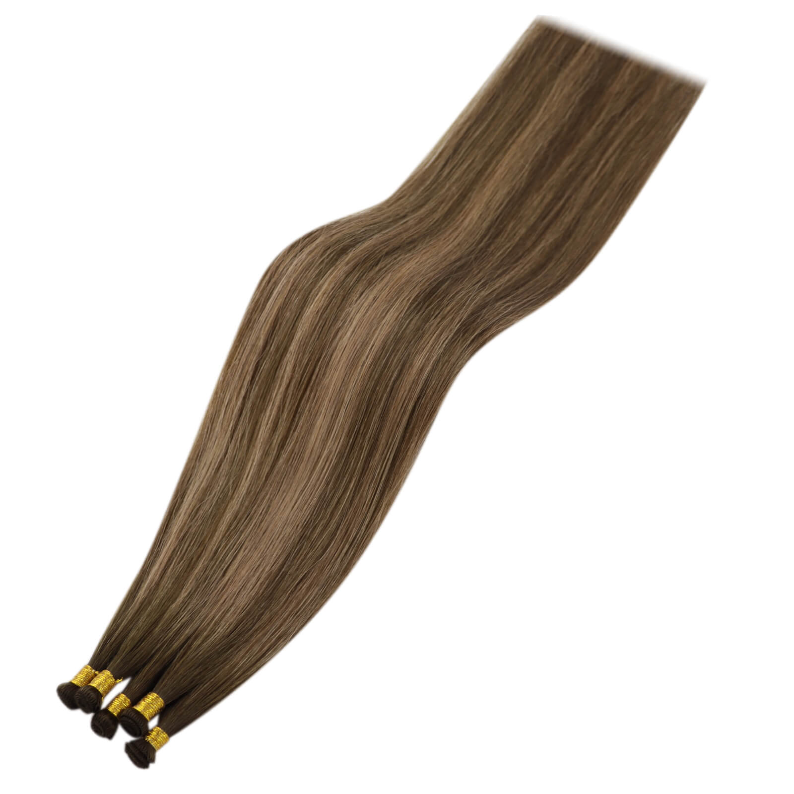 Youngsee hand tied weft extensions virgin human hair extensions balayage brown 