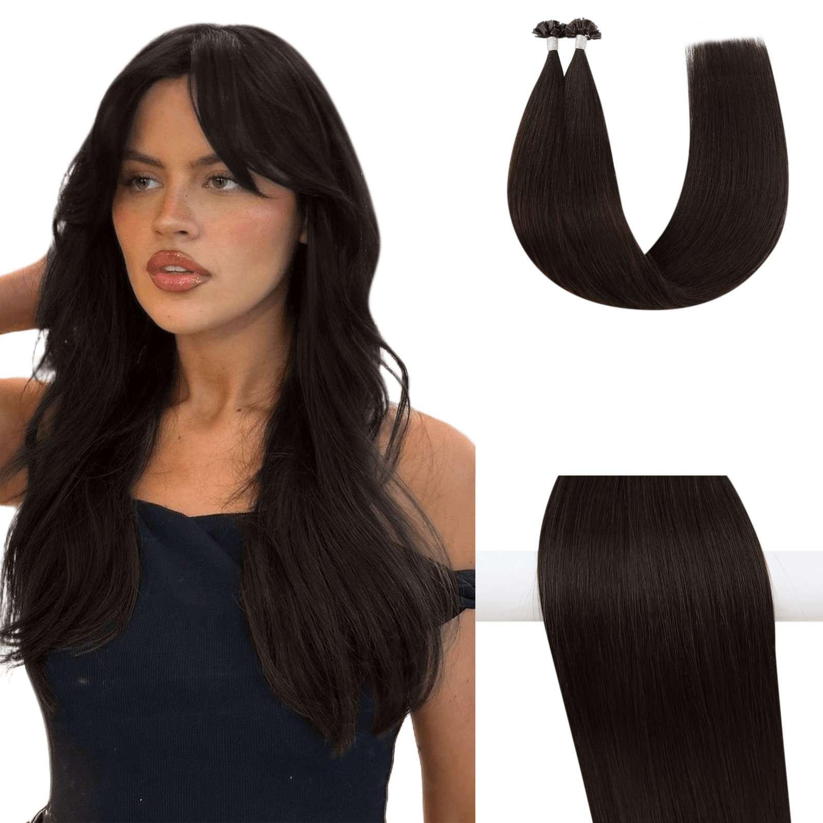 Youngsee pre bonded human hair darkest brown