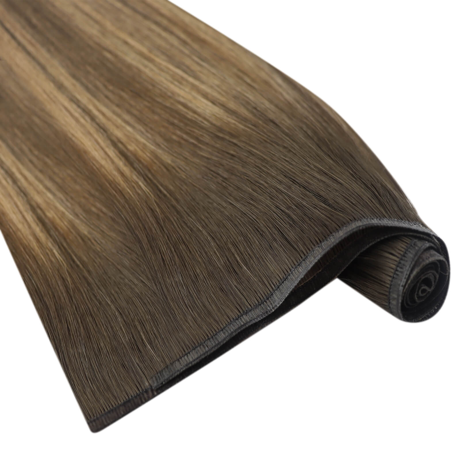 Flat Silk Weft Virgin Pu Sew In Human Hair Extensions