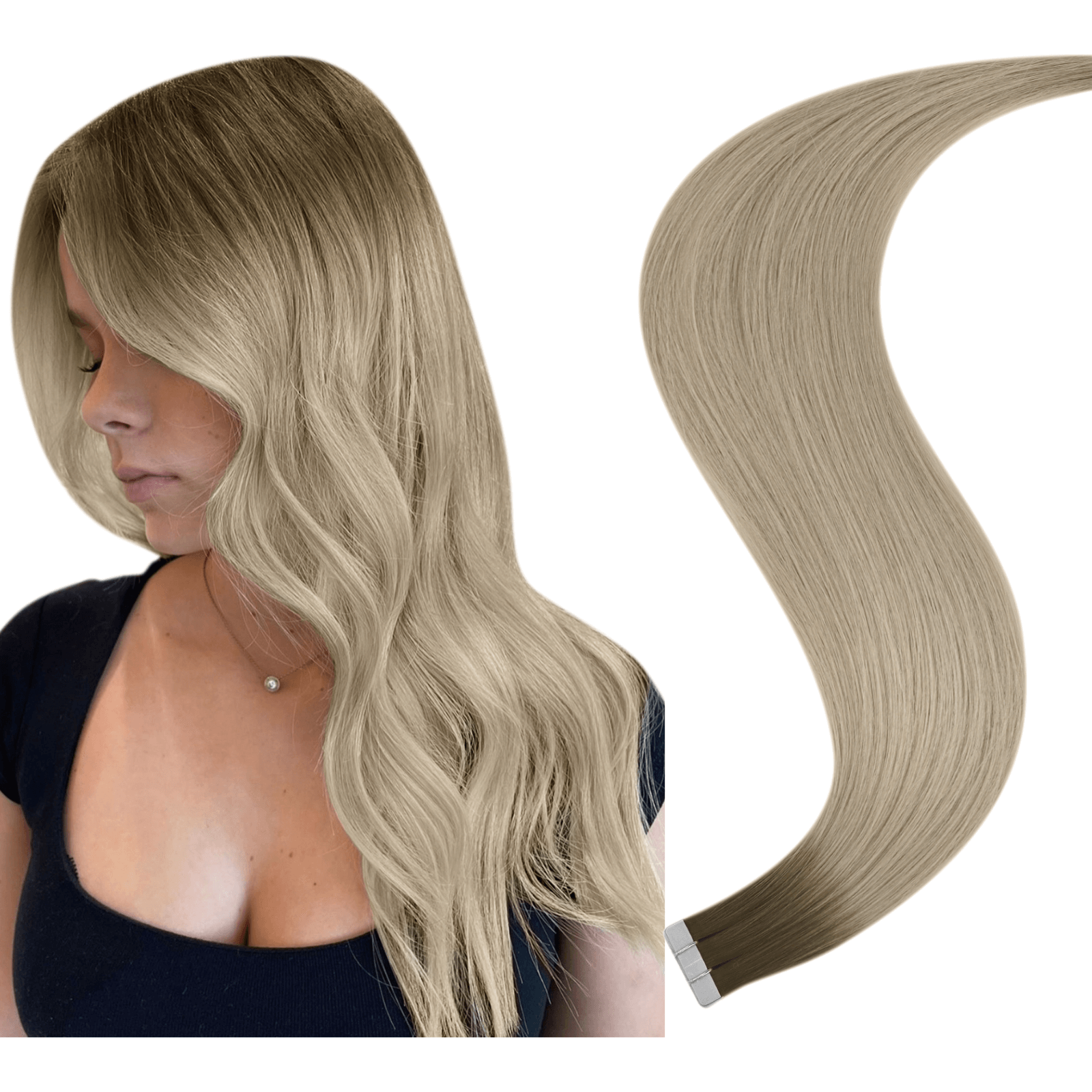 Youngsee tape in hair extensions virgin human hair balayage blonde