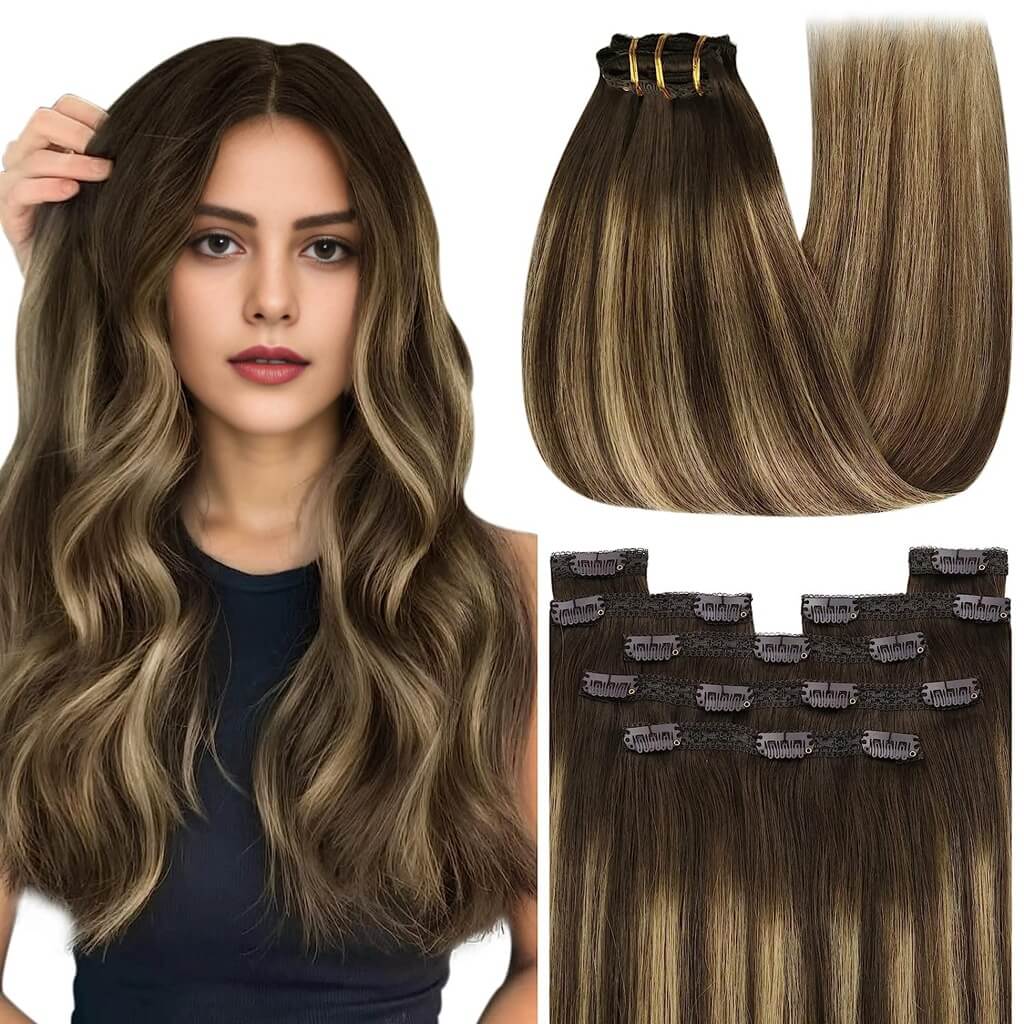 7pcs Clip in Remy Human Hair Extensions