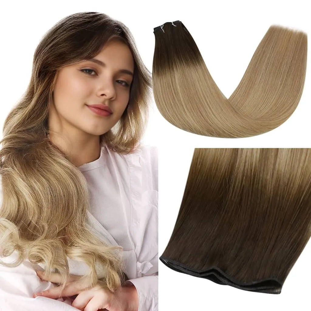 balayage brown blonde genius weft 100% real human hair